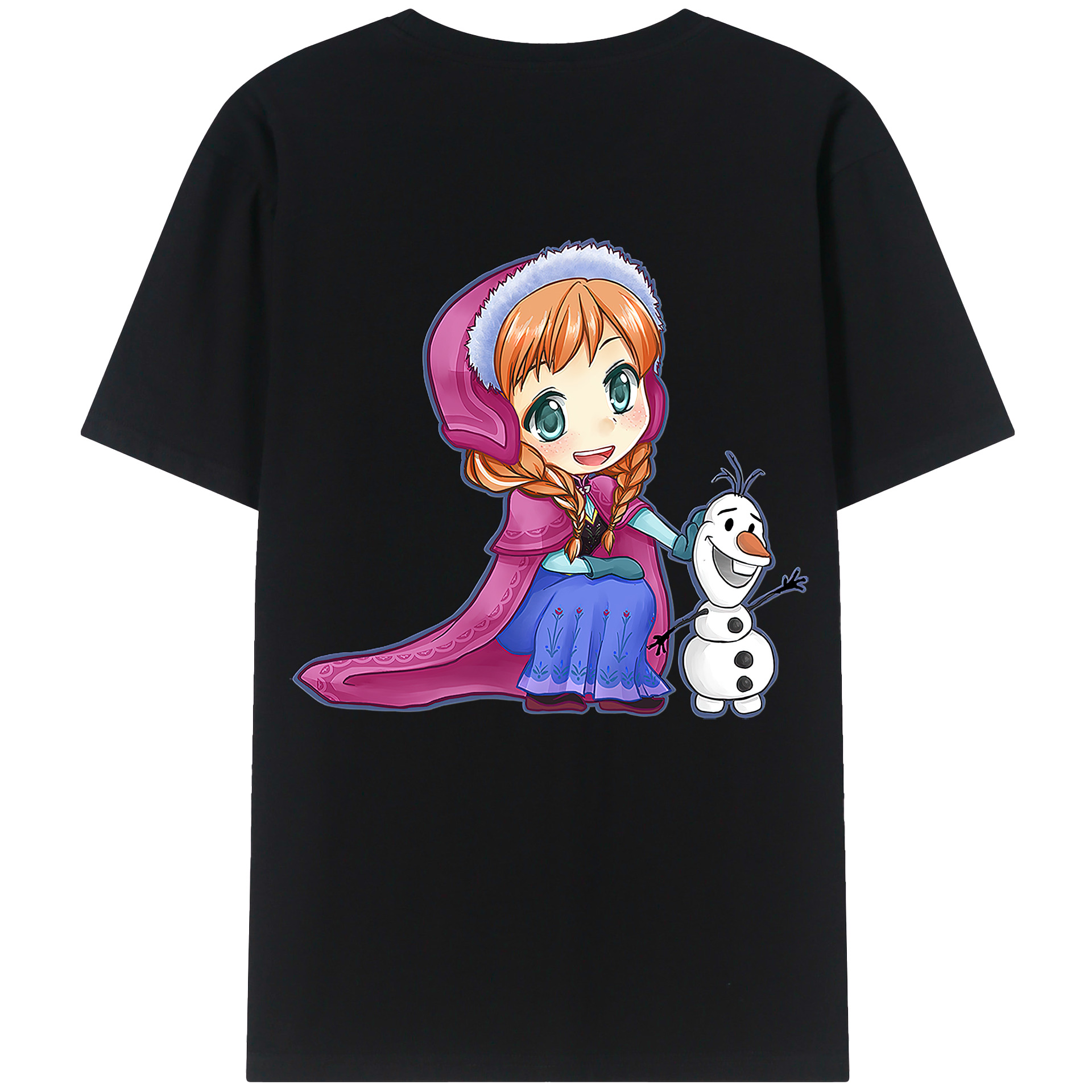 （画像用） アナと雪の女王 アンナ エルサ Frozen Anna Elsa 綿100％半袖Tシャツ（背面プリント）