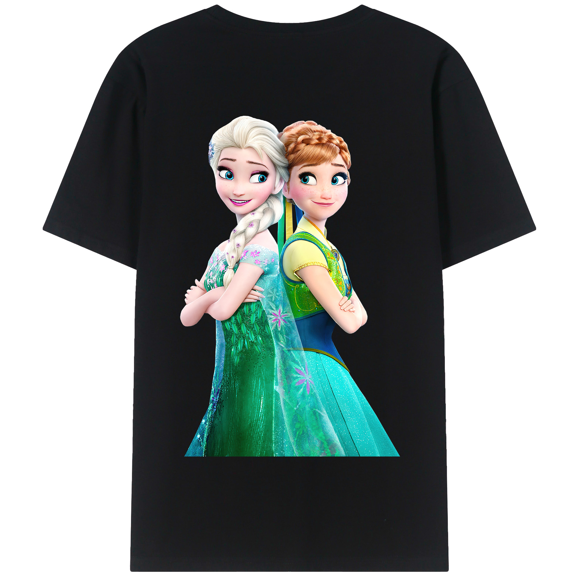 （画像用） アナと雪の女王 アンナ エルサ Frozen Anna Elsa 綿100％半袖Tシャツ（背面プリント）