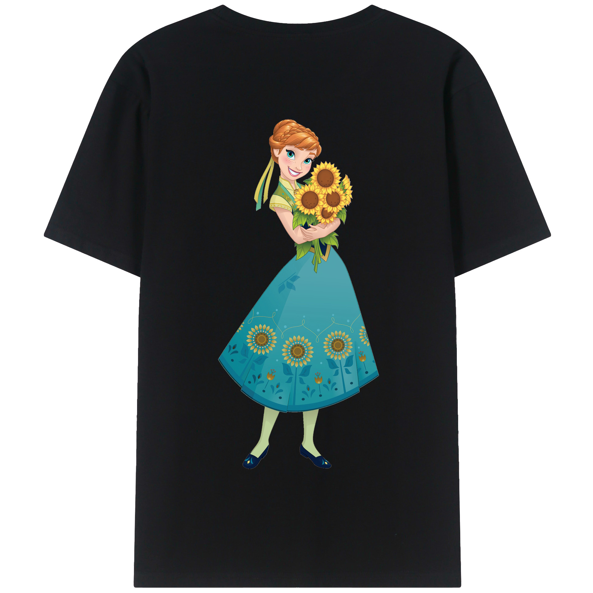 （画像用） アナと雪の女王 アンナ エルサ Frozen Anna Elsa 綿100％半袖Tシャツ（背面プリント）