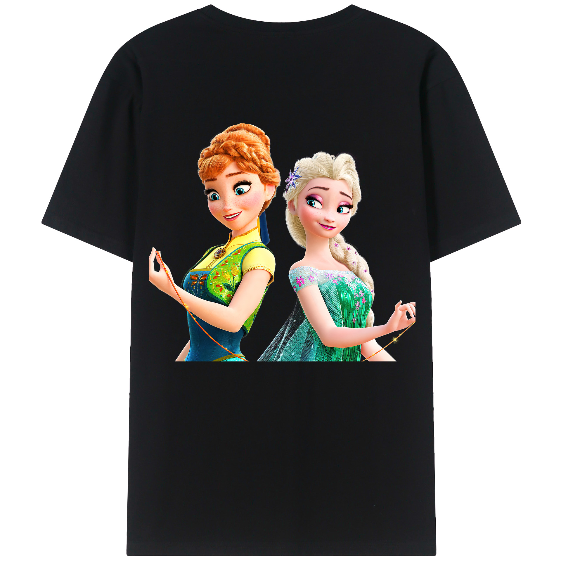 （画像用） アナと雪の女王 アンナ エルサ Frozen Anna Elsa 綿100％半袖Tシャツ（背面プリント）