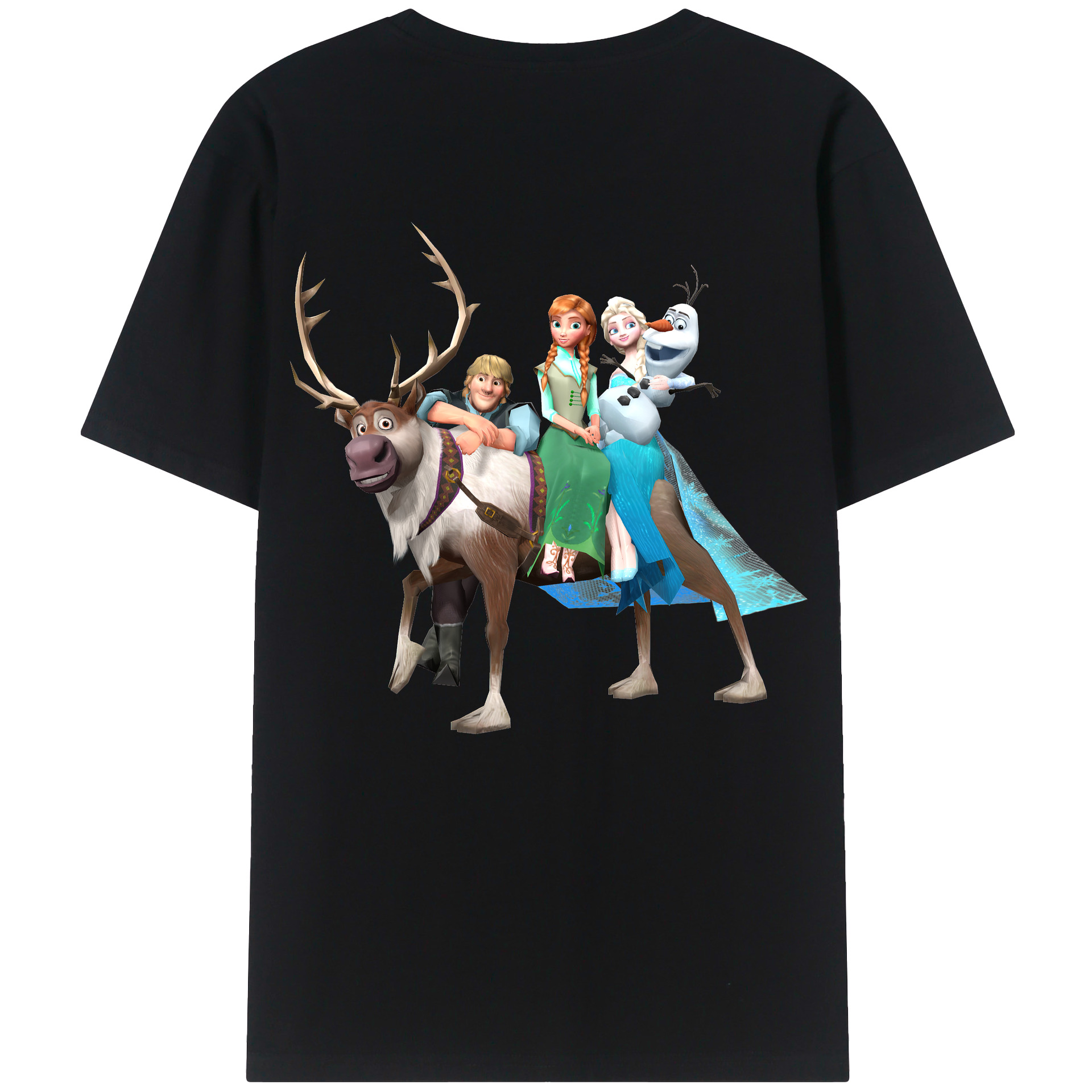 （画像用） アナと雪の女王 アンナ エルサ Frozen Anna Elsa 綿100％半袖Tシャツ（背面プリント）