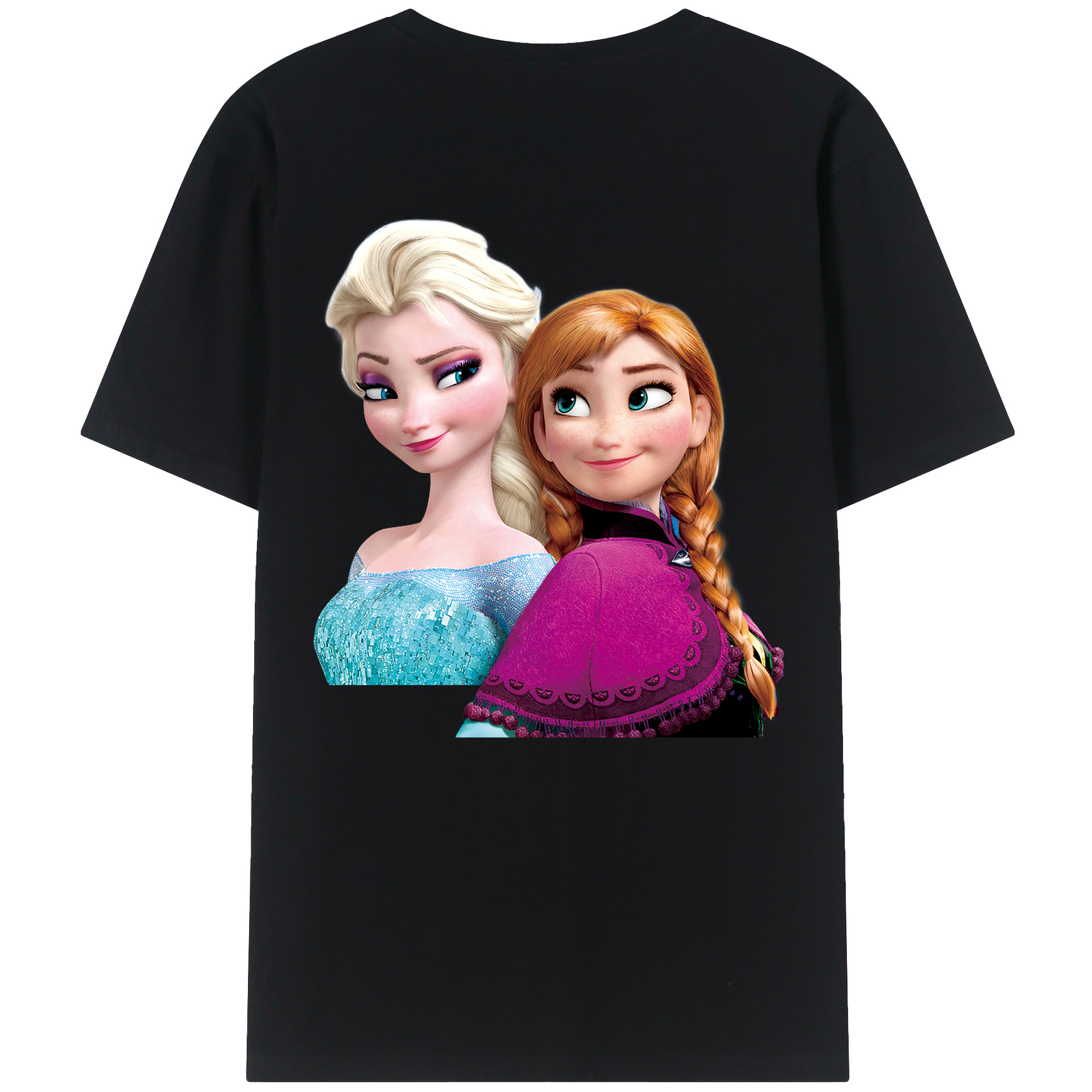 （画像用） アナと雪の女王 アンナ エルサ Frozen Anna Elsa 綿100％半袖Tシャツ（背面プリント）