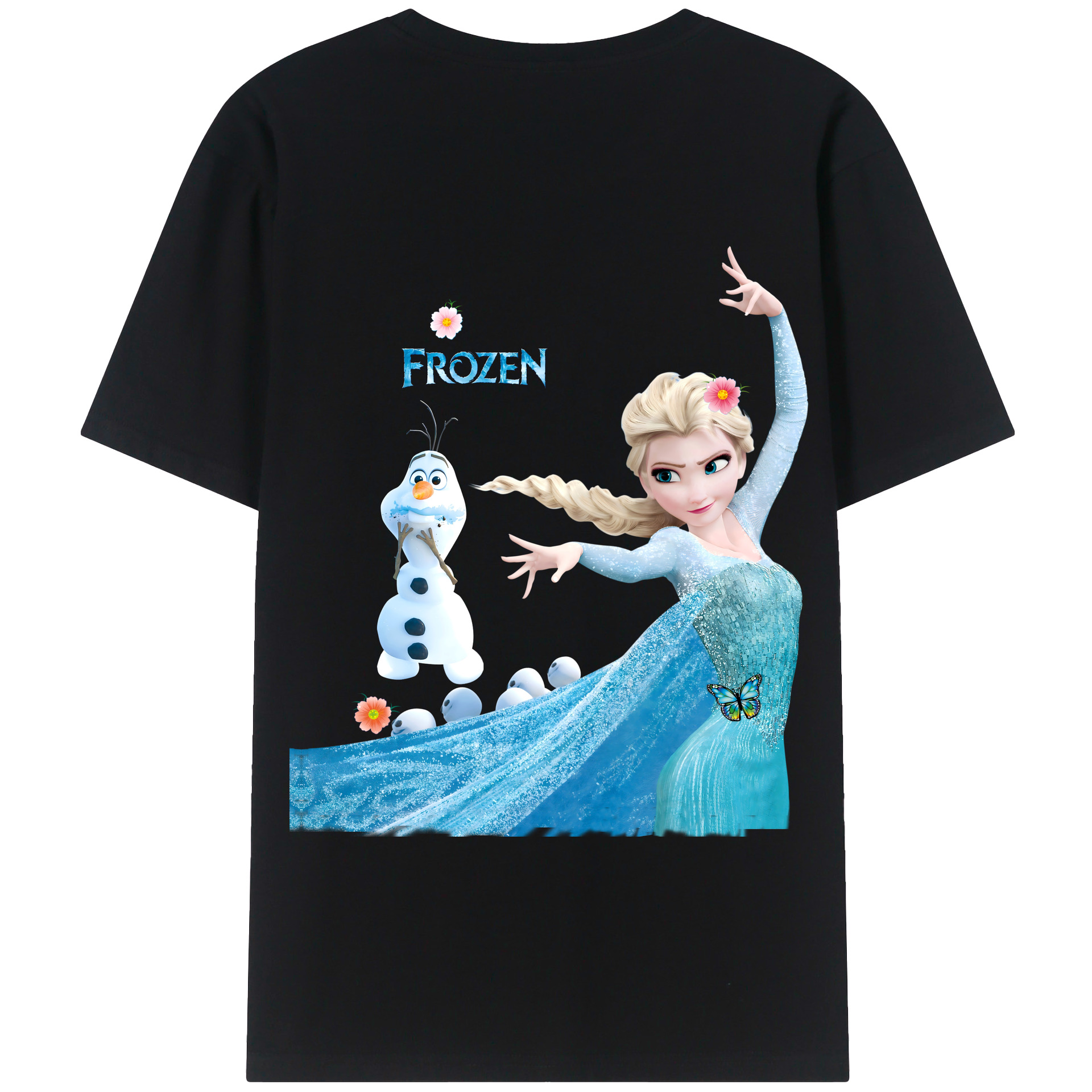 （画像用） アナと雪の女王 アンナ エルサ Frozen Anna Elsa 綿100％半袖Tシャツ（背面プリント）