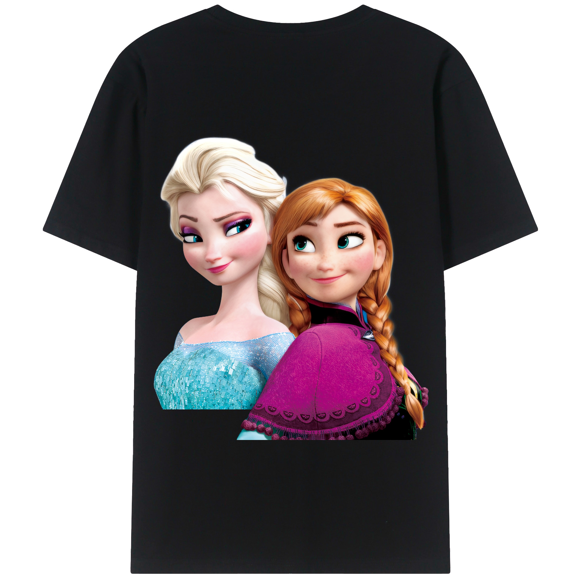 （画像用） アナと雪の女王 アンナ エルサ Frozen Anna Elsa 綿100％半袖Tシャツ（背面プリント）