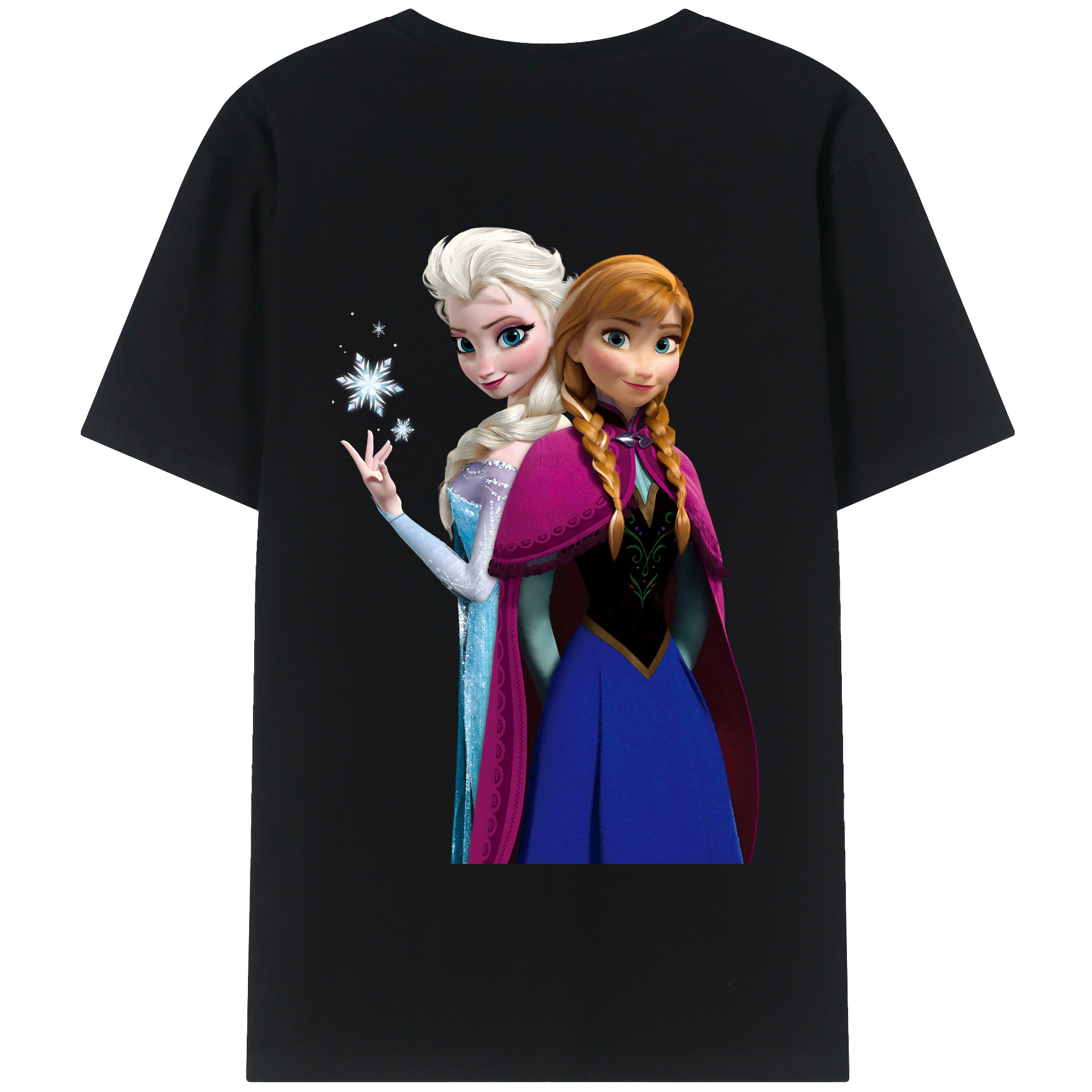 （画像用） アナと雪の女王 アンナ エルサ Frozen Anna Elsa 綿100％半袖Tシャツ（背面プリント）