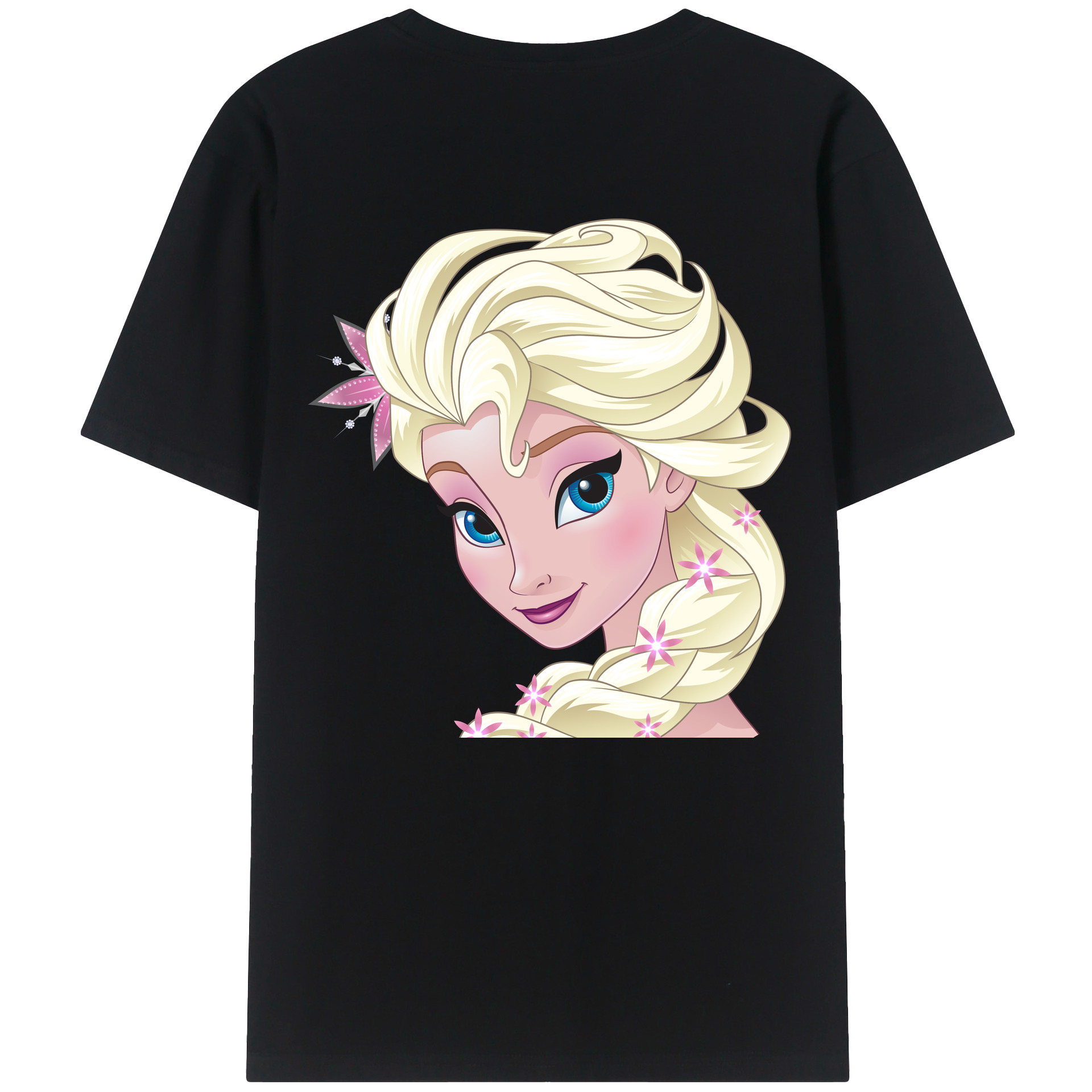 （画像用） アナと雪の女王 アンナ エルサ Frozen Anna Elsa 綿100％半袖Tシャツ（背面プリント）
