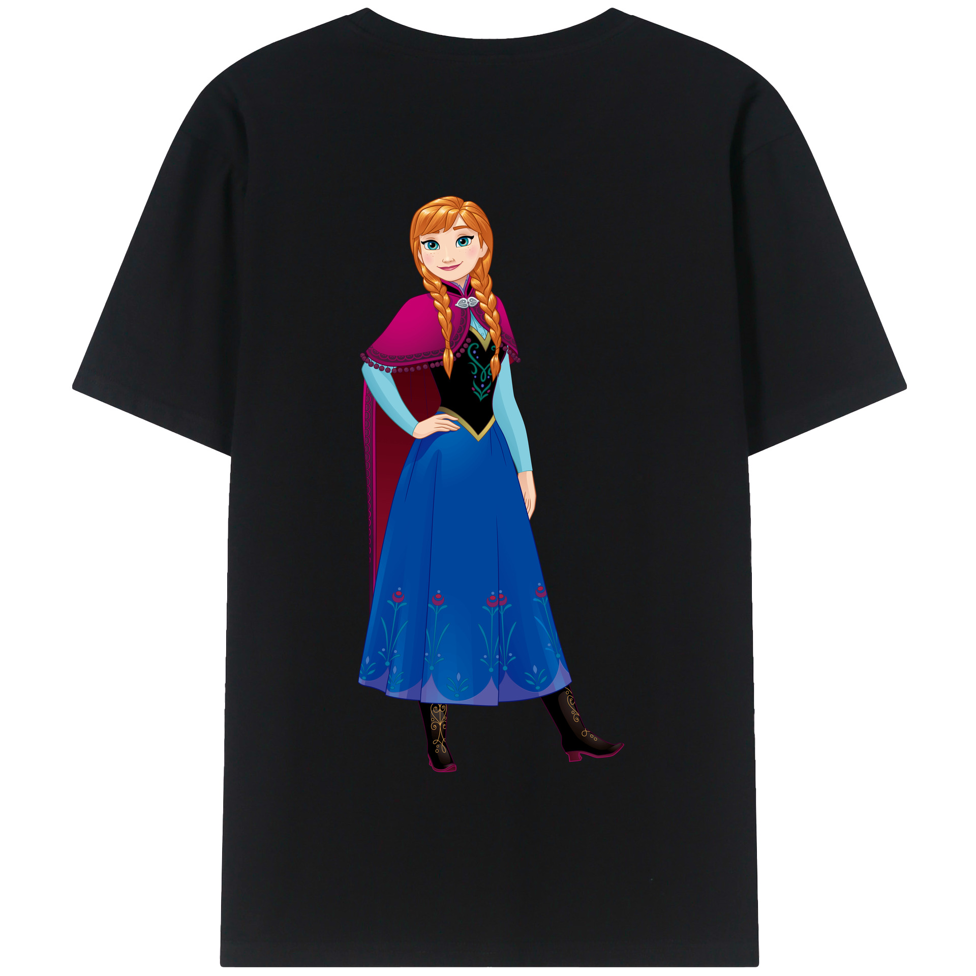 （画像用） アナと雪の女王 アンナ エルサ Frozen Anna Elsa 綿100％半袖Tシャツ（背面プリント）
