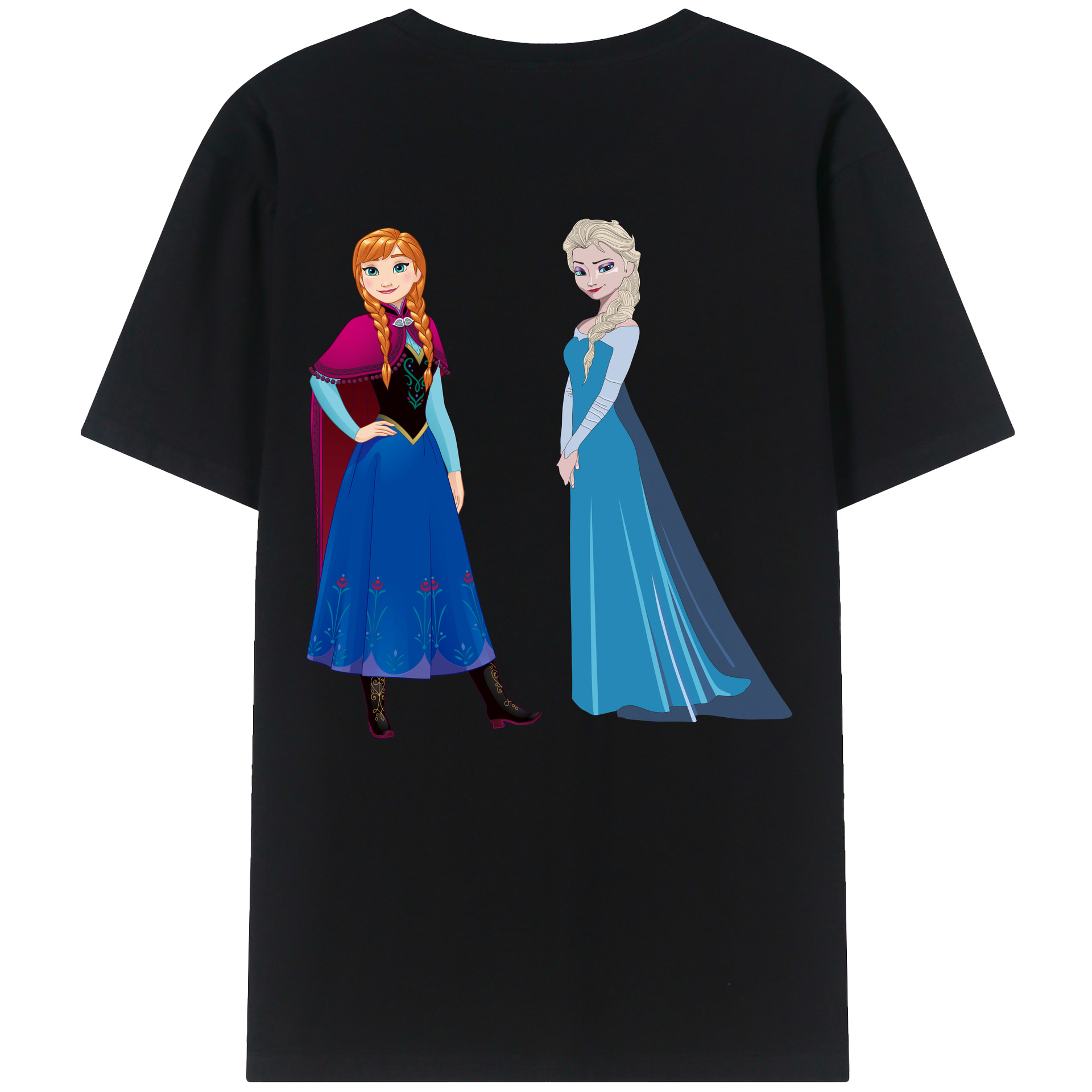 （画像用） アナと雪の女王 アンナ エルサ Frozen Anna Elsa 綿100％半袖Tシャツ（背面プリント）