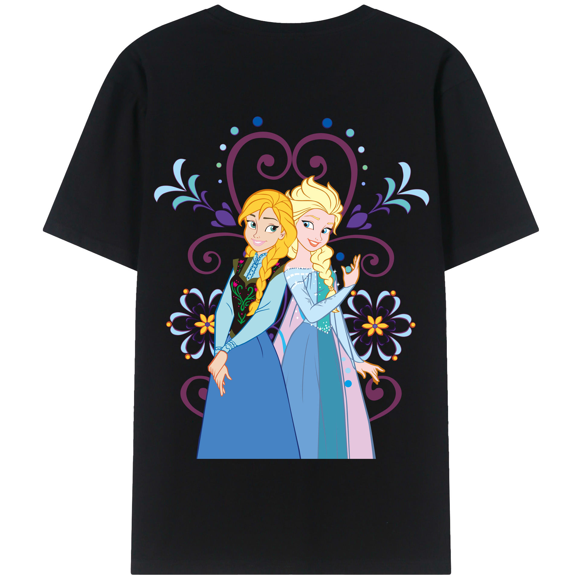 （画像用） アナと雪の女王 アンナ エルサ Frozen Anna Elsa 綿100％半袖Tシャツ（背面プリント）