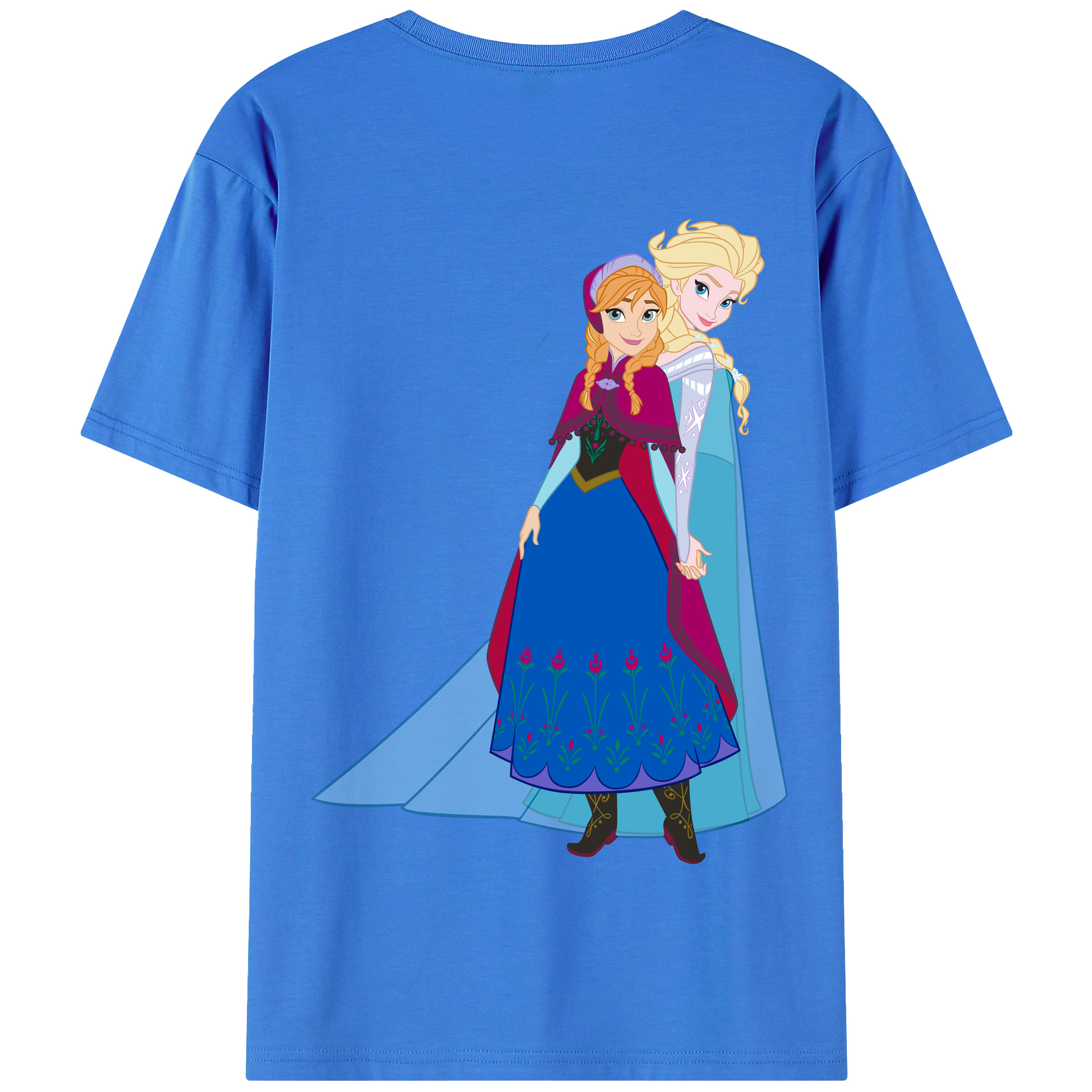 （画像用） アナと雪の女王 アンナ エルサ Frozen Anna Elsa 綿100％半袖Tシャツ（背面プリント）