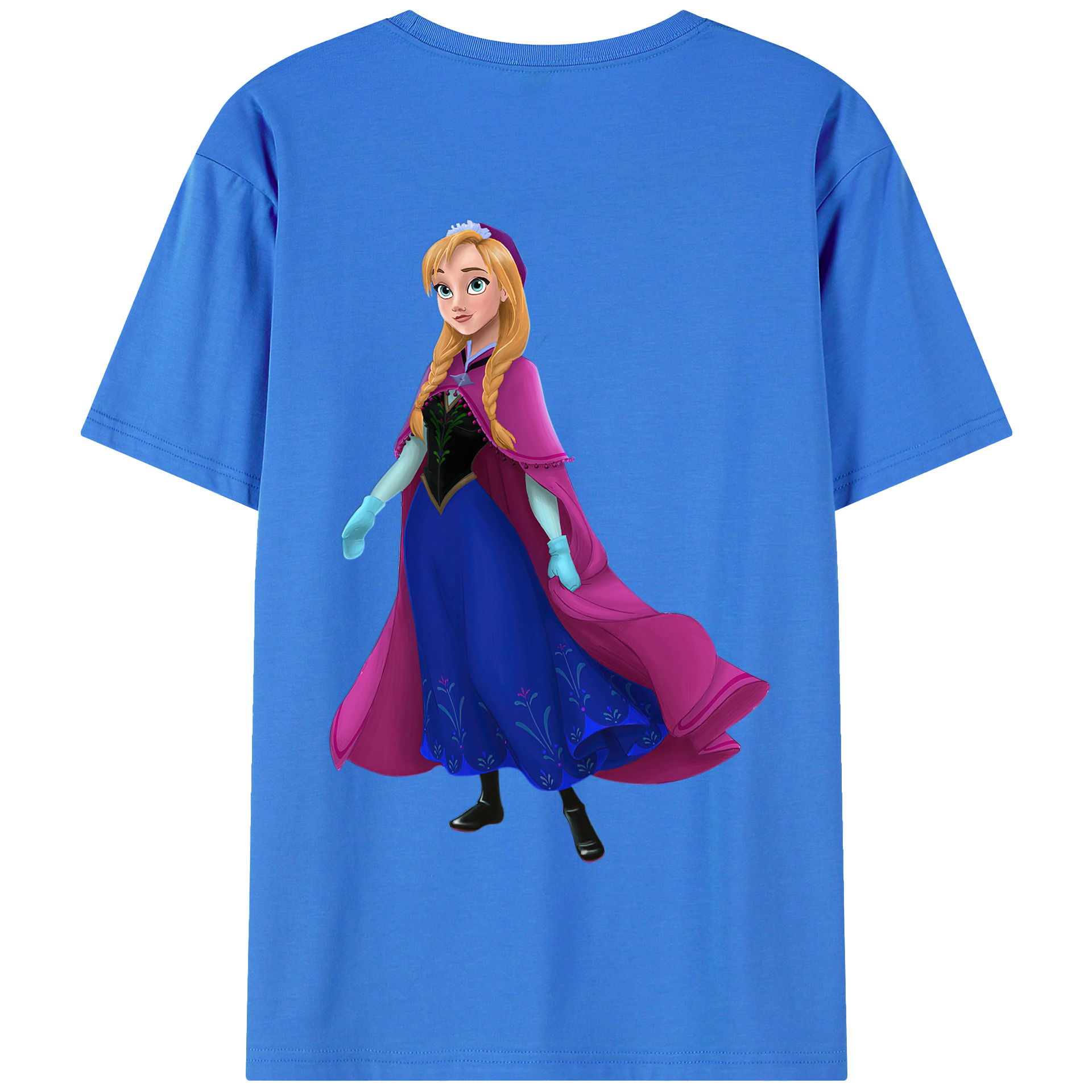 （画像用） アナと雪の女王 アンナ エルサ Frozen Anna Elsa 綿100％半袖Tシャツ（背面プリント）