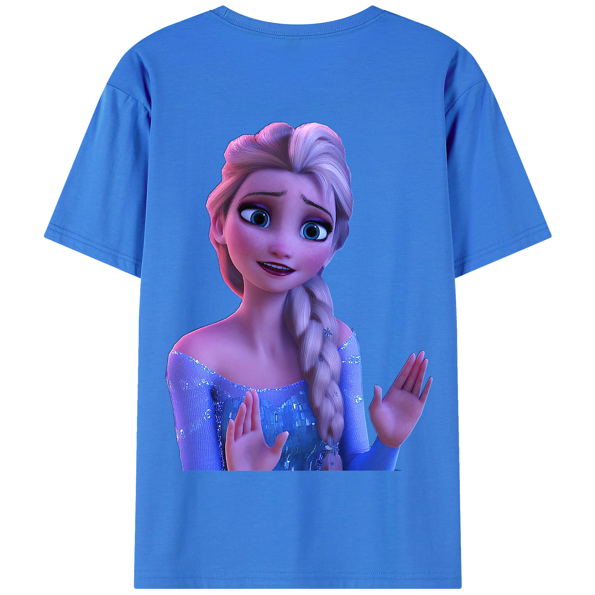 （画像用） アナと雪の女王 アンナ エルサ Frozen Anna Elsa 綿100％半袖Tシャツ（背面プリント）