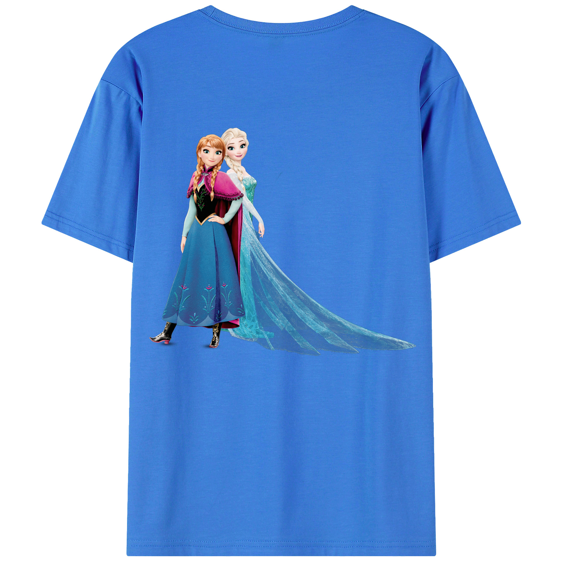 （画像用） アナと雪の女王 アンナ エルサ Frozen Anna Elsa 綿100％半袖Tシャツ（背面プリント）