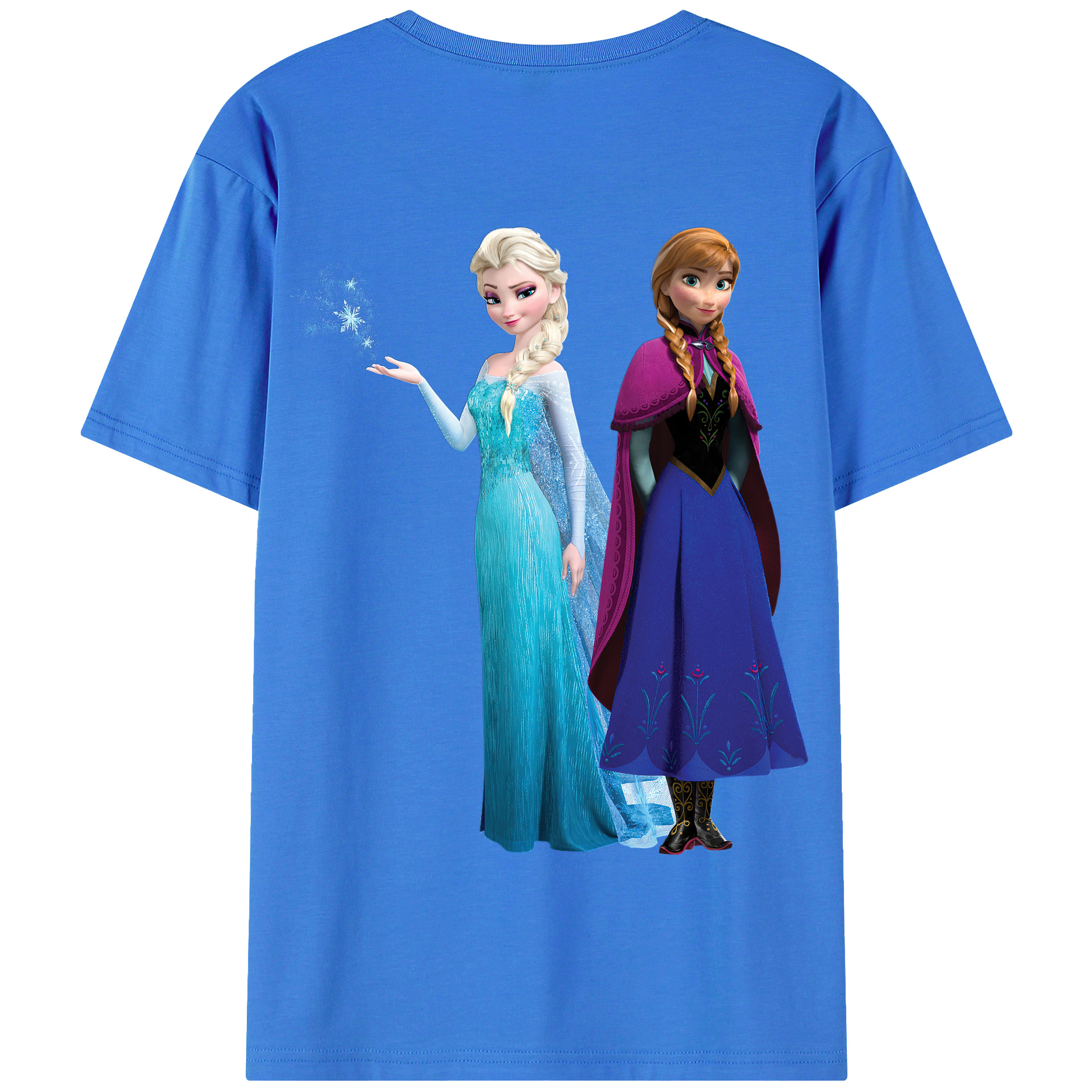 （画像用） アナと雪の女王 アンナ エルサ Frozen Anna Elsa 綿100％半袖Tシャツ（背面プリント）
