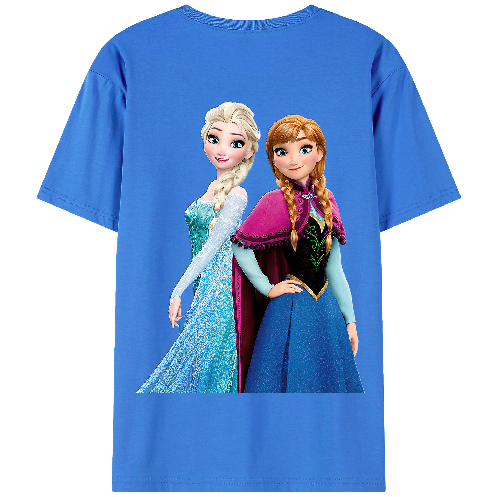 （画像用） アナと雪の女王 アンナ エルサ Frozen Anna Elsa 綿100％半袖Tシャツ（背面プリント）