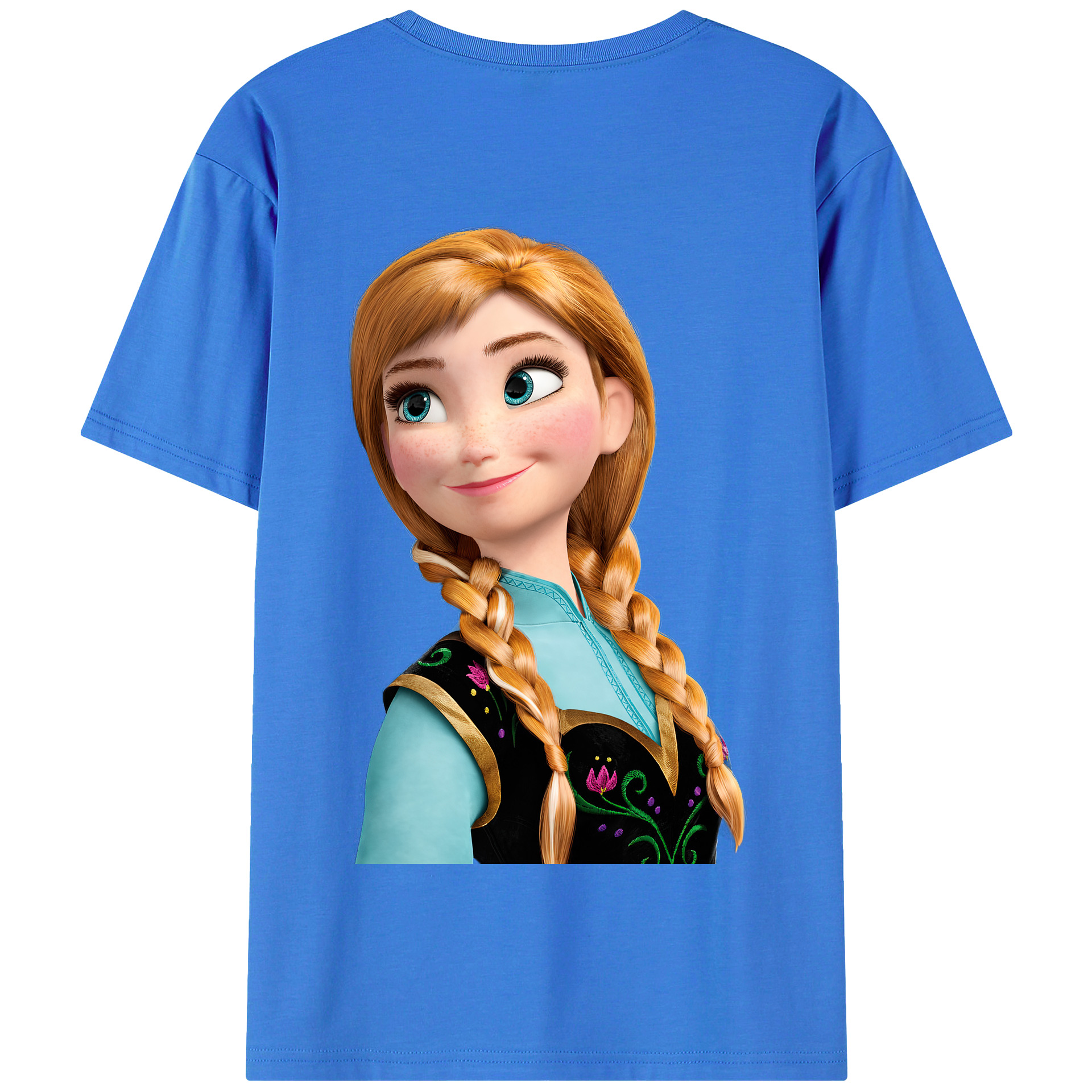 （画像用） アナと雪の女王 アンナ エルサ Frozen Anna Elsa 綿100％半袖Tシャツ（背面プリント）
