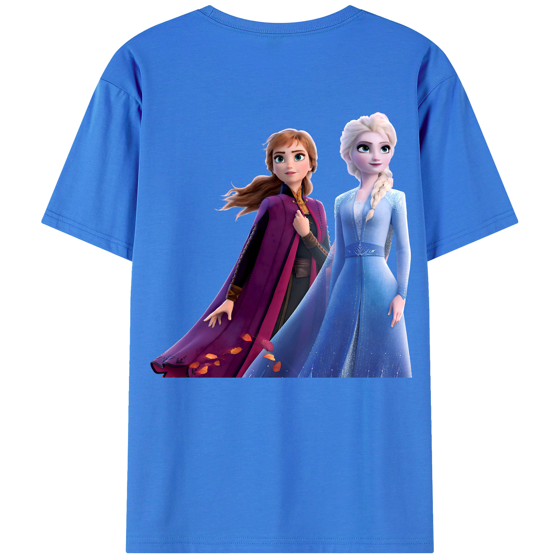（画像用） アナと雪の女王 アンナ エルサ Frozen Anna Elsa 綿100％半袖Tシャツ（背面プリント）