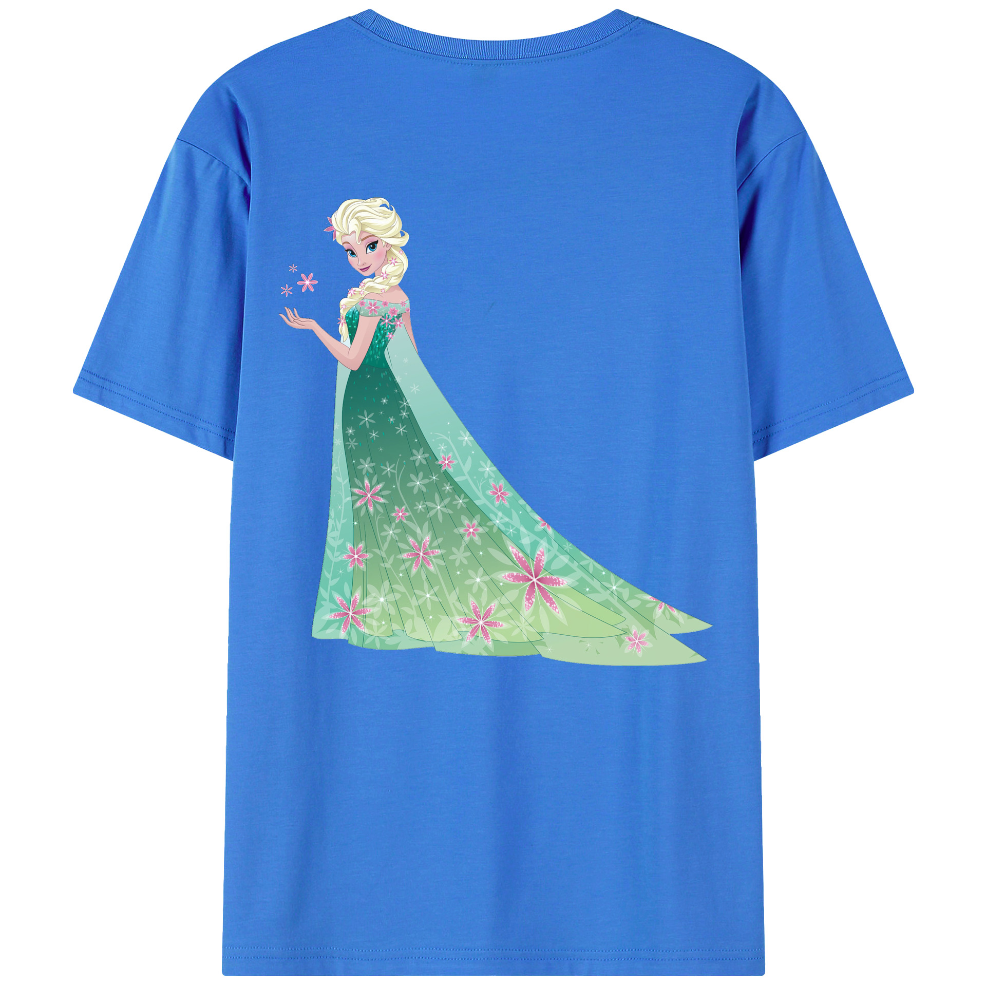 （画像用） アナと雪の女王 アンナ エルサ Frozen Anna Elsa 綿100％半袖Tシャツ（背面プリント）