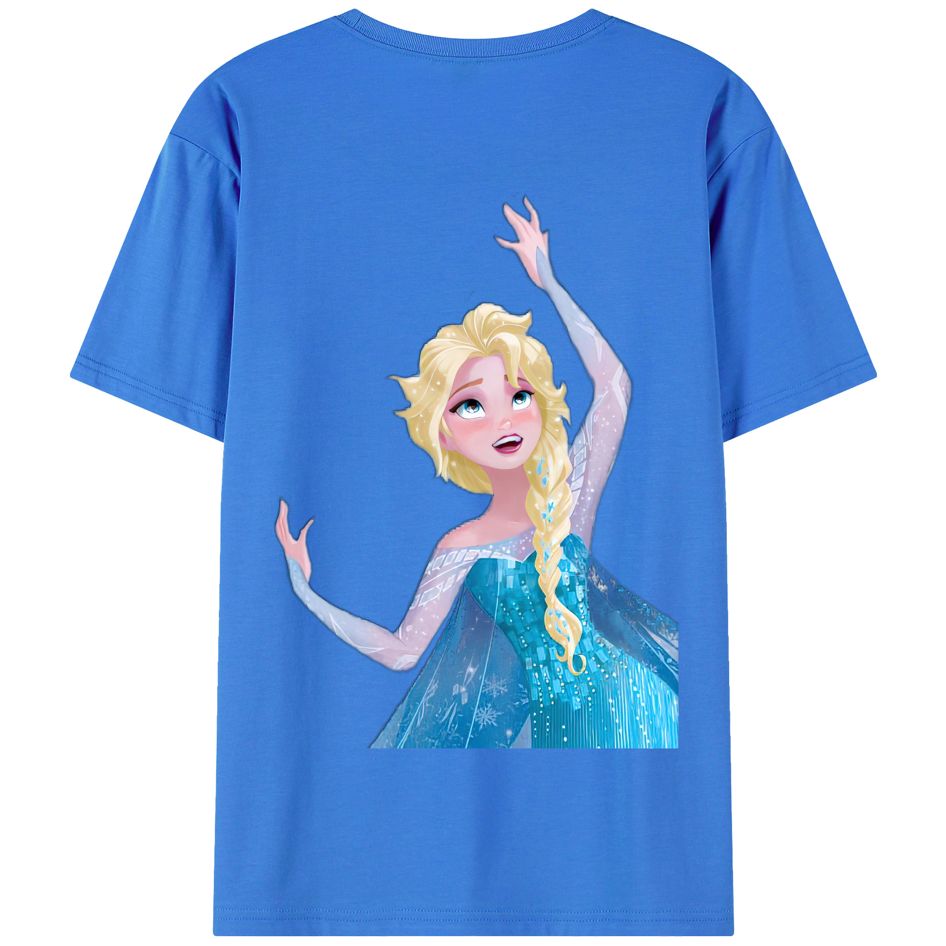 （画像用） アナと雪の女王 アンナ エルサ Frozen Anna Elsa 綿100％半袖Tシャツ（背面プリント）