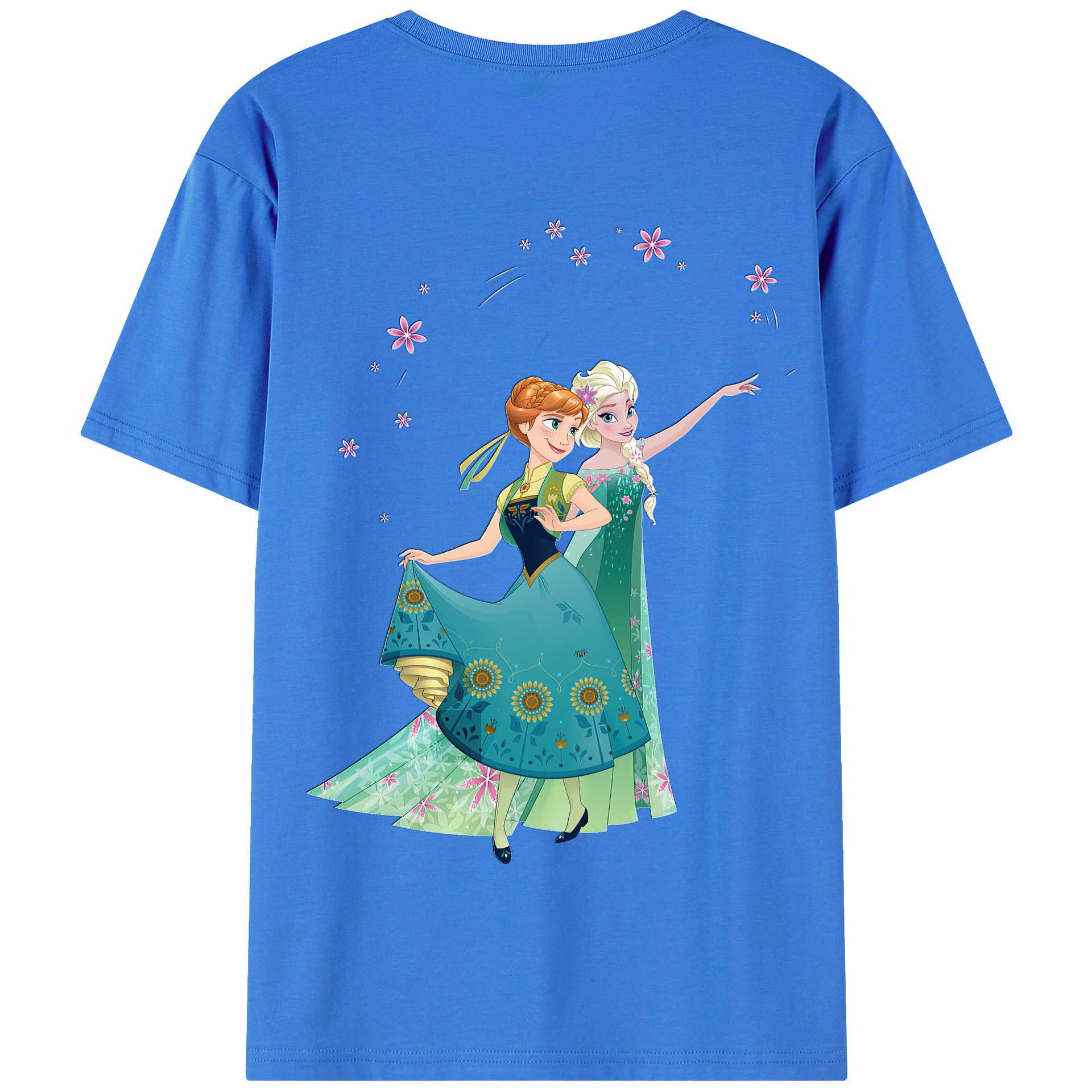 （画像用） アナと雪の女王 アンナ エルサ Frozen Anna Elsa 綿100％半袖Tシャツ（背面プリント）