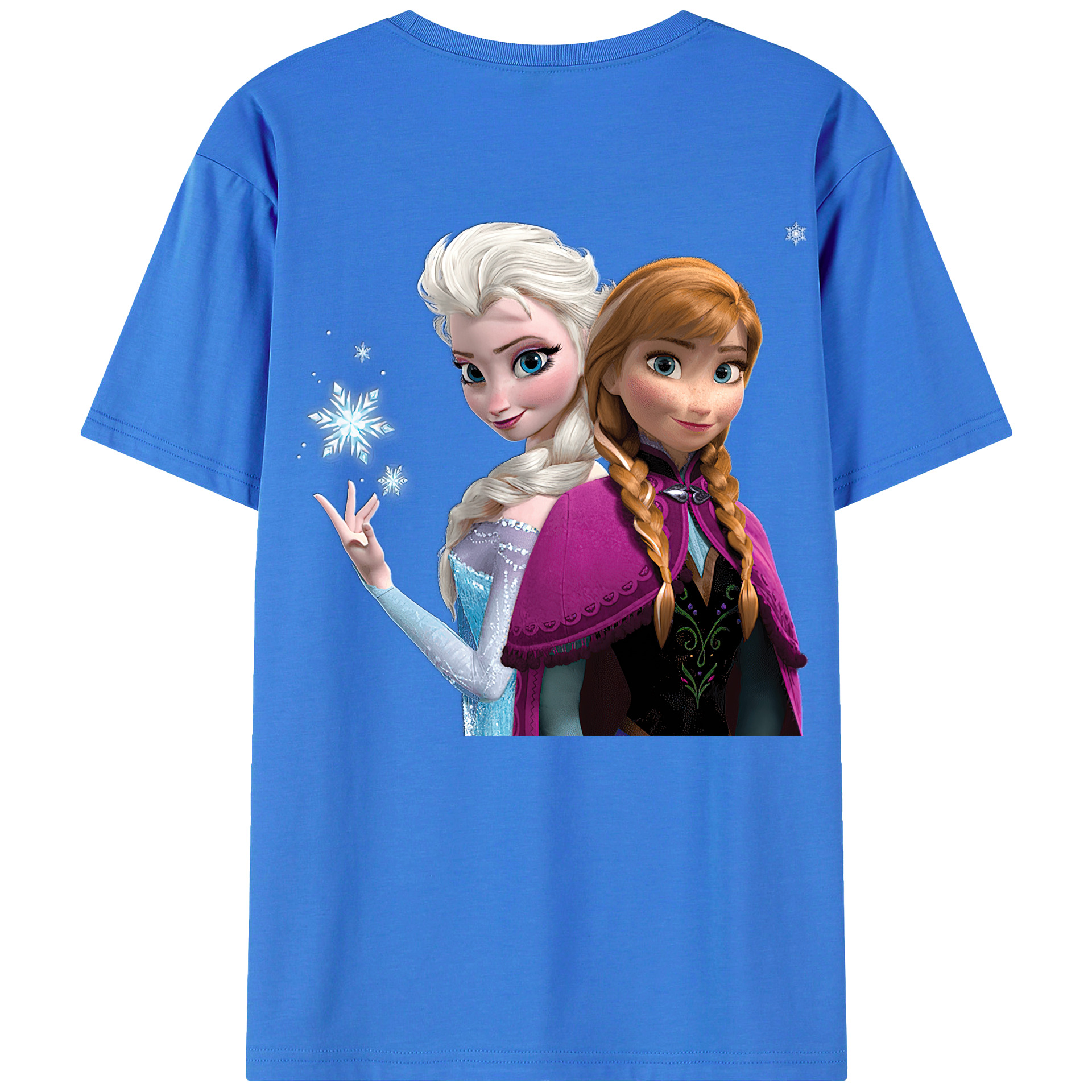 （画像用） アナと雪の女王 アンナ エルサ Frozen Anna Elsa 綿100％半袖Tシャツ（背面プリント）