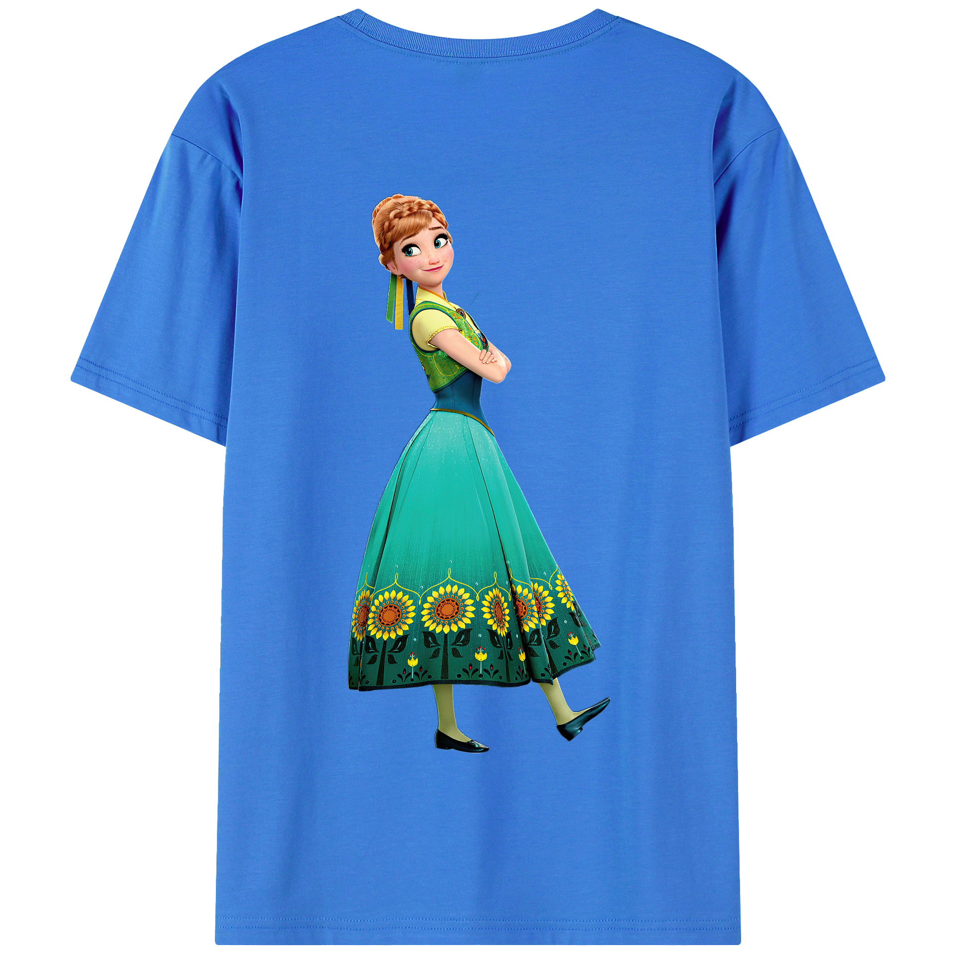 （画像用） アナと雪の女王 アンナ エルサ Frozen Anna Elsa 綿100％半袖Tシャツ（背面プリント）