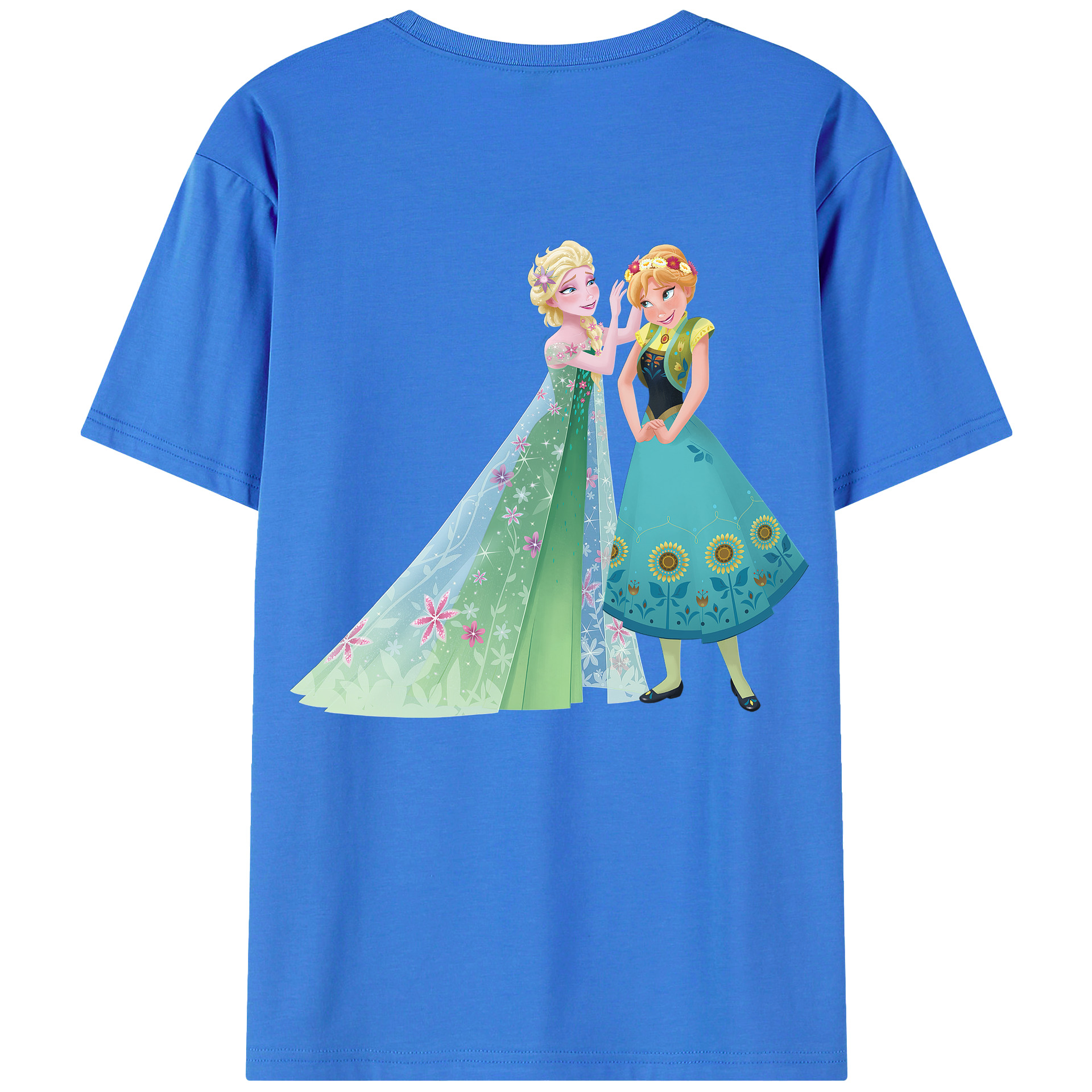 （画像用） アナと雪の女王 アンナ エルサ Frozen Anna Elsa 綿100％半袖Tシャツ（背面プリント）