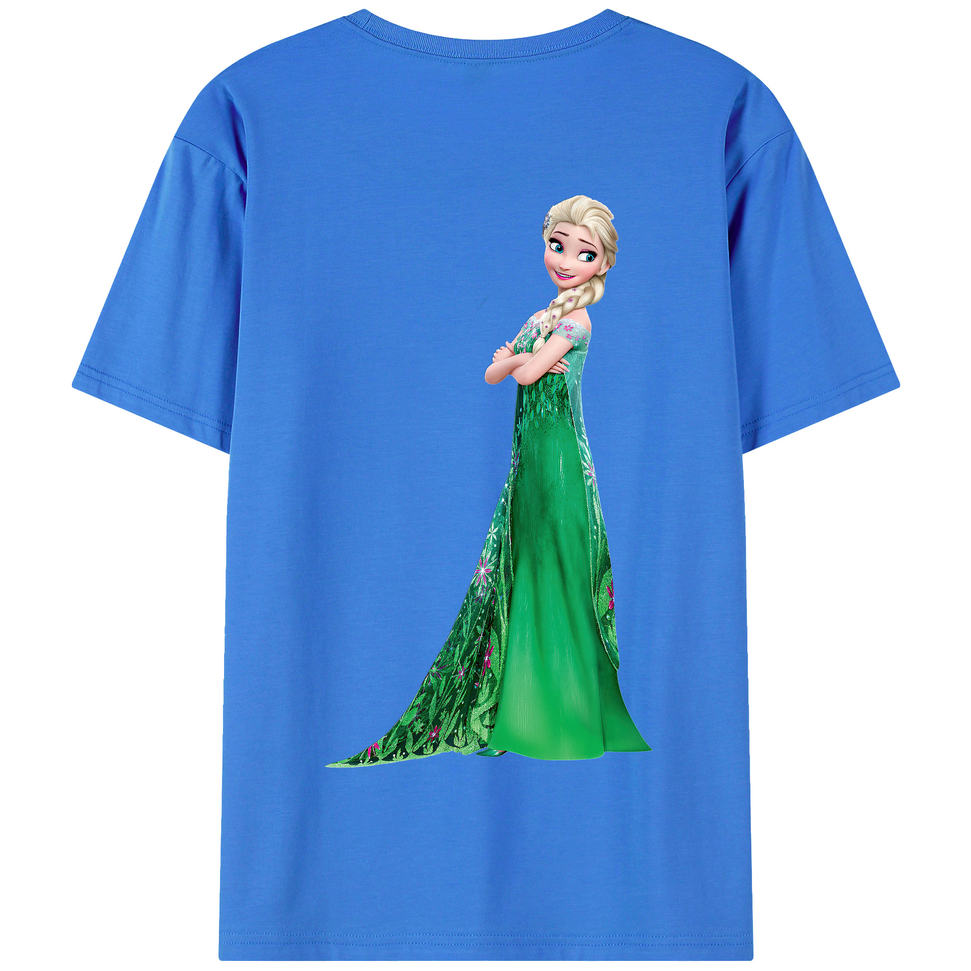 （画像用） アナと雪の女王 アンナ エルサ Frozen Anna Elsa 綿100％半袖Tシャツ（背面プリント）