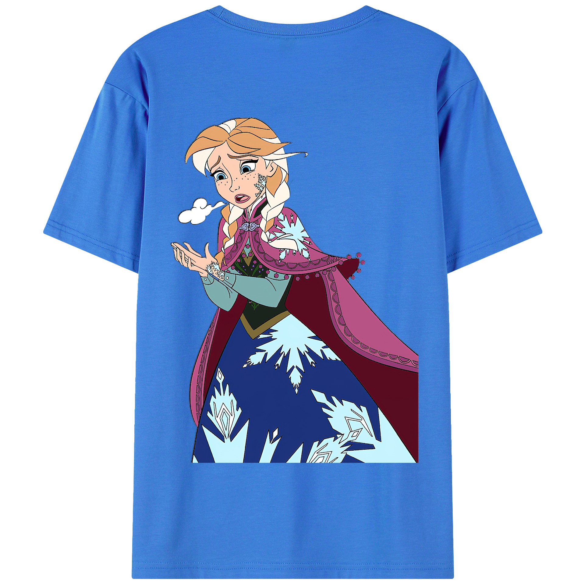 （画像用） アナと雪の女王 アンナ エルサ Frozen Anna Elsa 綿100％半袖Tシャツ（背面プリント）