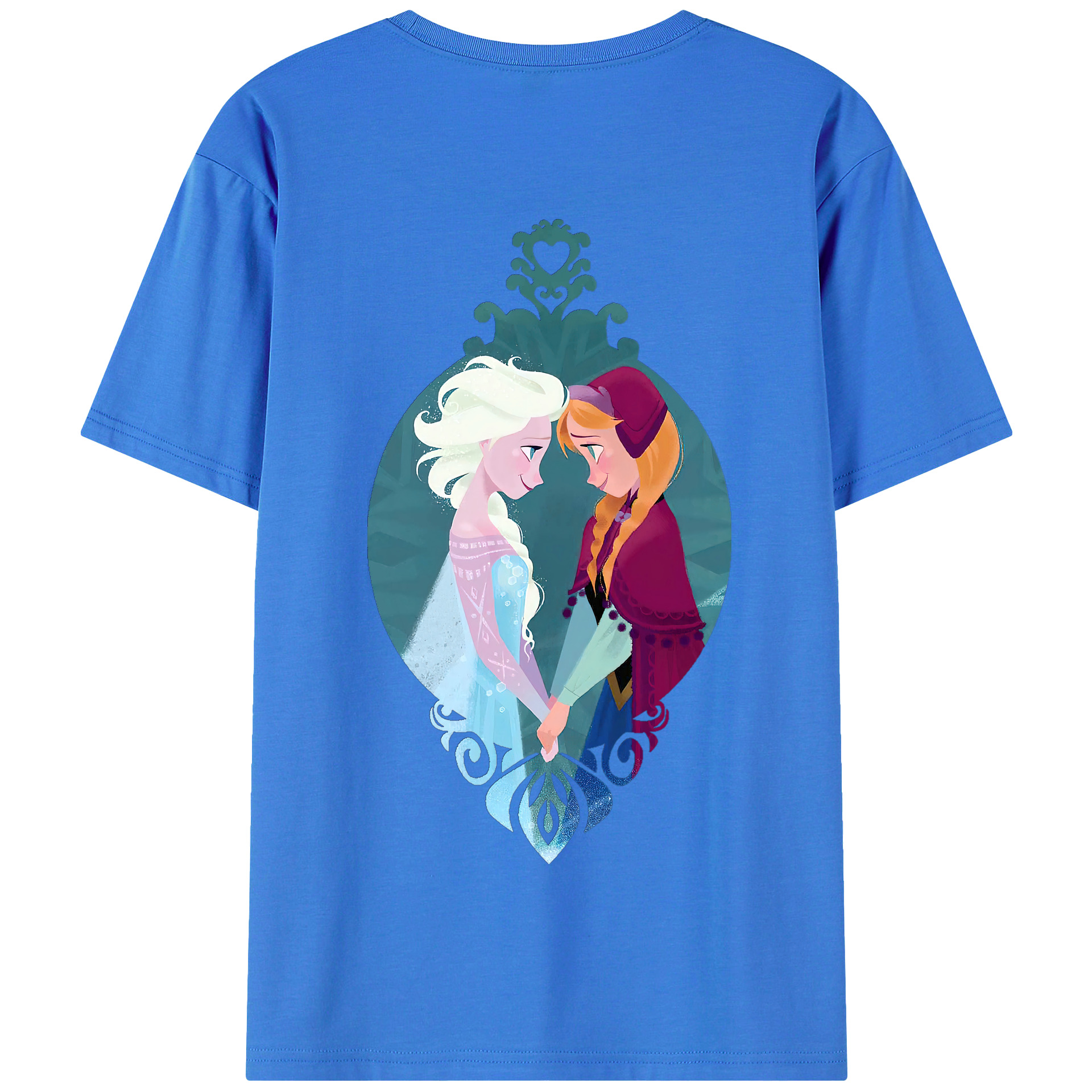 （画像用） アナと雪の女王 アンナ エルサ Frozen Anna Elsa 綿100％半袖Tシャツ（背面プリント）