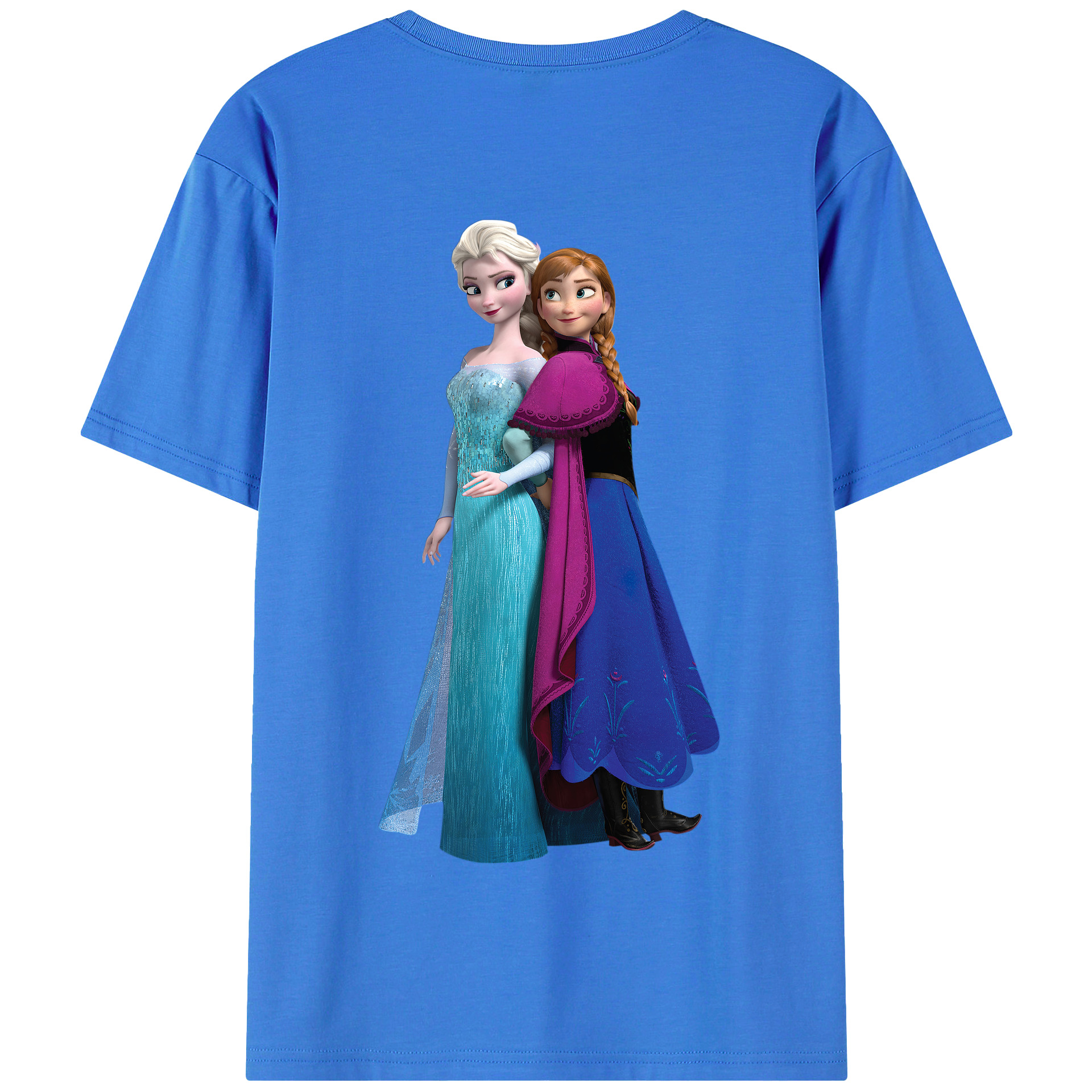 （画像用） アナと雪の女王 アンナ エルサ Frozen Anna Elsa 綿100％半袖Tシャツ（背面プリント）