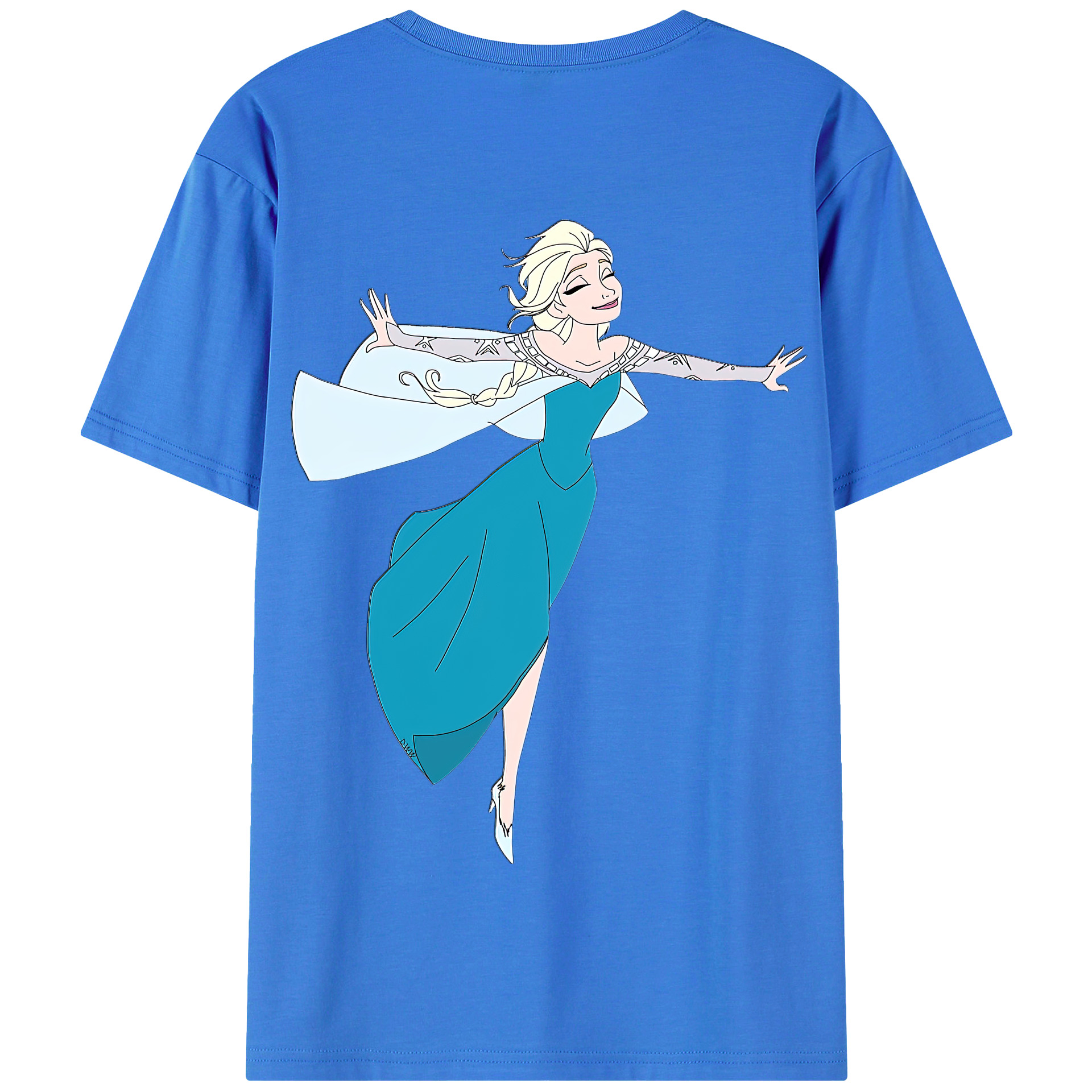 （画像用） アナと雪の女王 アンナ エルサ Frozen Anna Elsa 綿100％半袖Tシャツ（背面プリント）