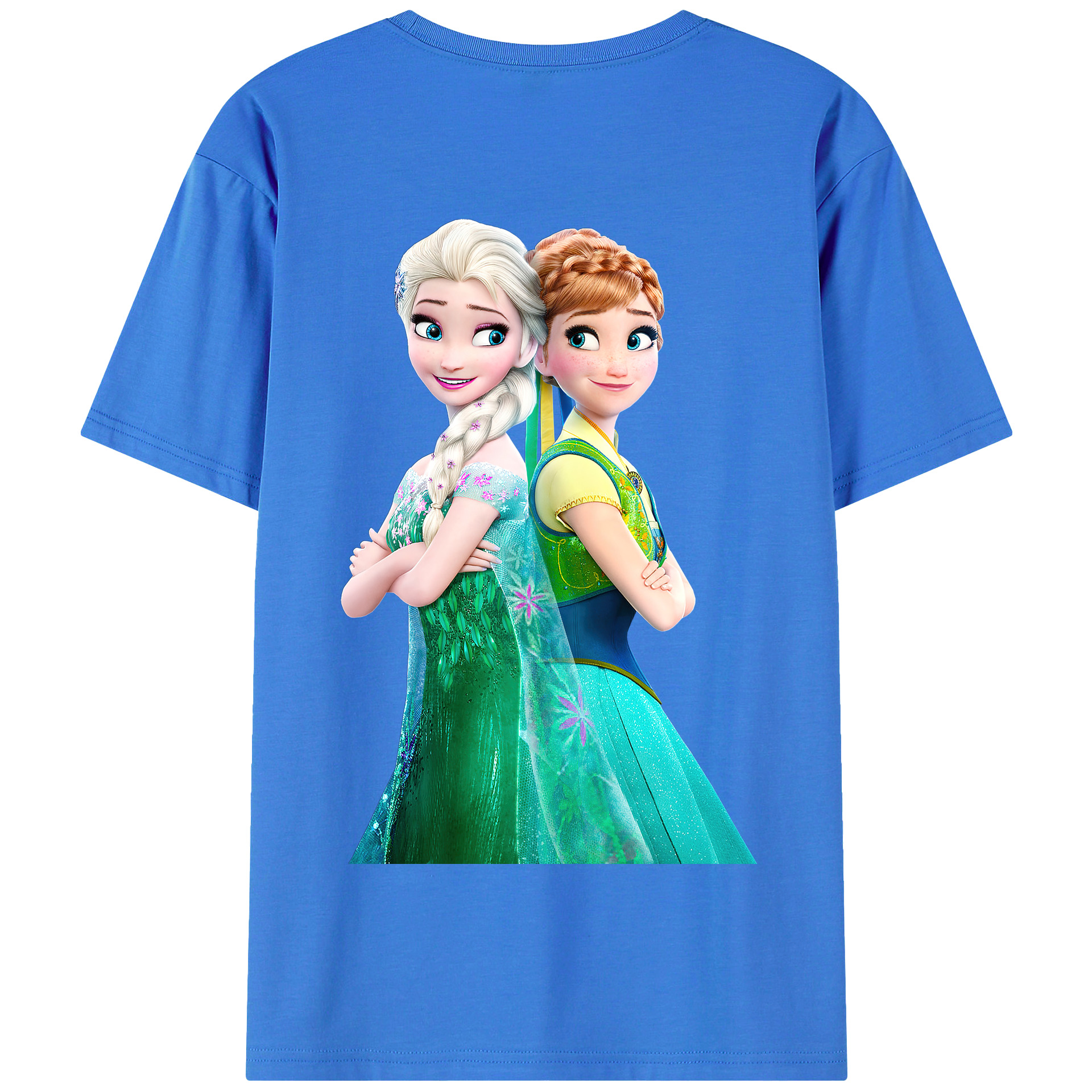 （画像用） アナと雪の女王 アンナ エルサ Frozen Anna Elsa 綿100％半袖Tシャツ（背面プリント）