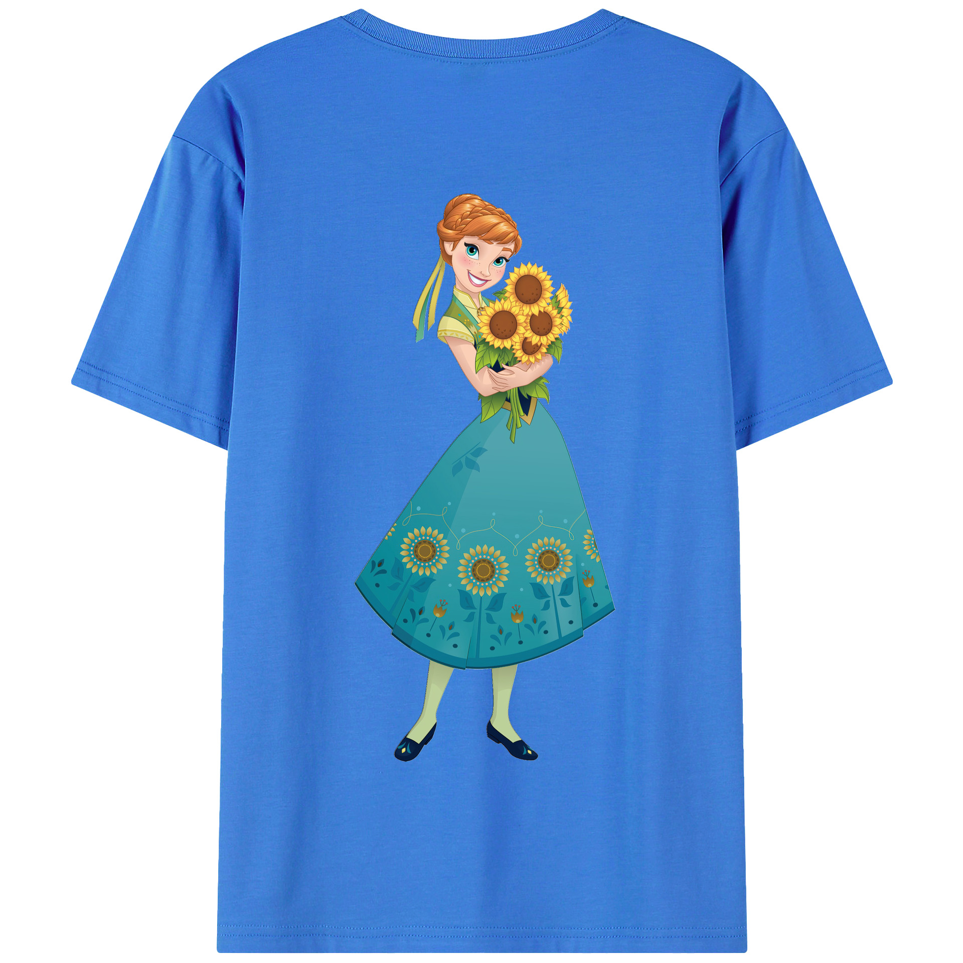 （画像用） アナと雪の女王 アンナ エルサ Frozen Anna Elsa 綿100％半袖Tシャツ（背面プリント）