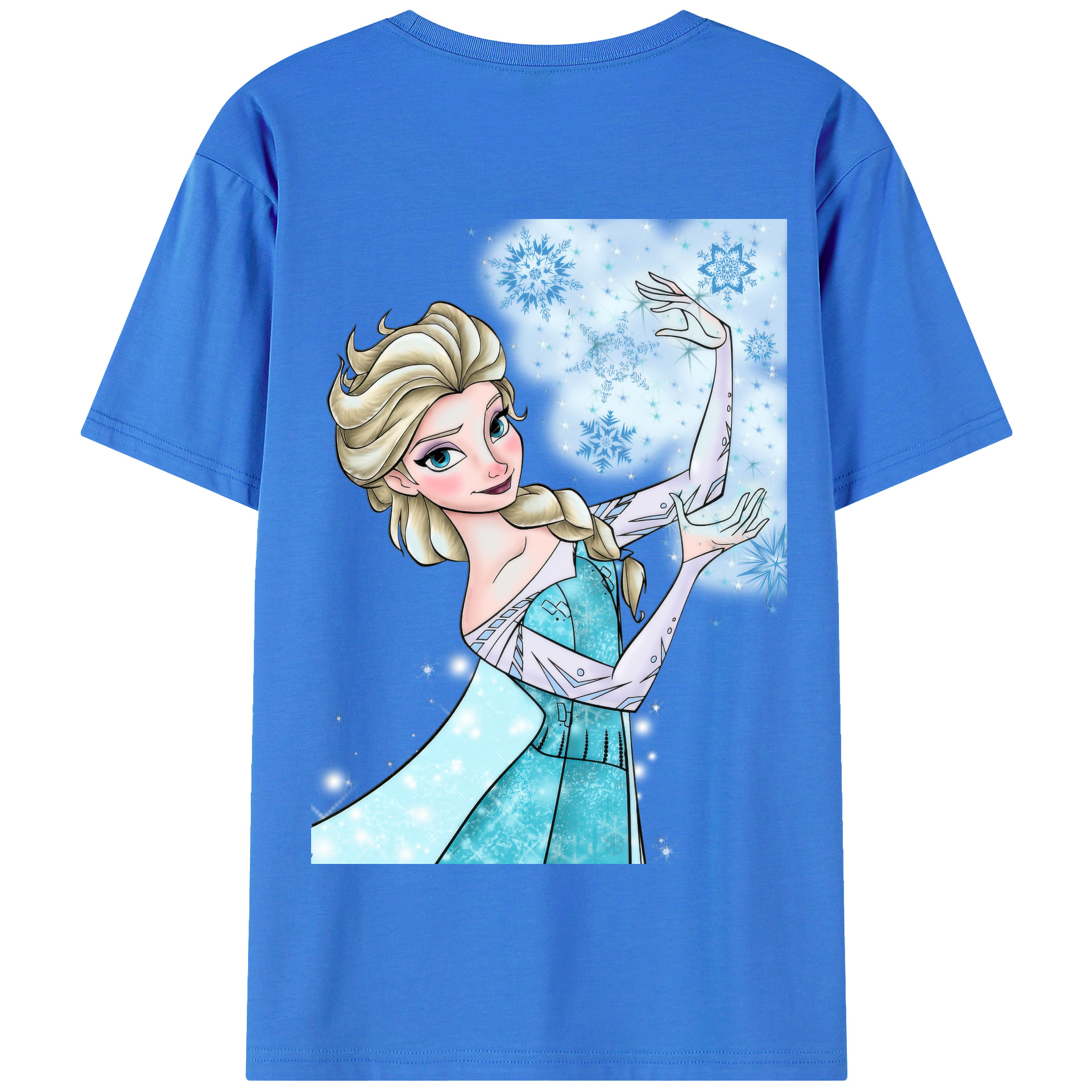 （画像用） アナと雪の女王 アンナ エルサ Frozen Anna Elsa 綿100％半袖Tシャツ（背面プリント）