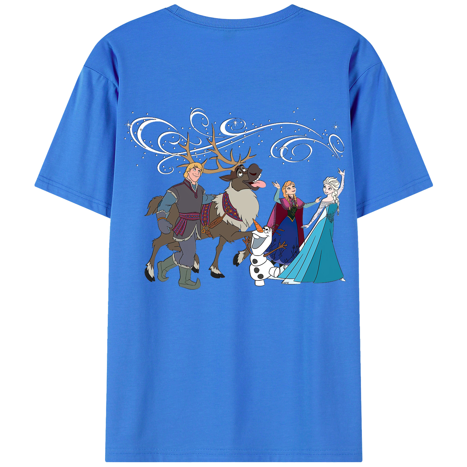 （画像用） アナと雪の女王 アンナ エルサ Frozen Anna Elsa 綿100％半袖Tシャツ（背面プリント）