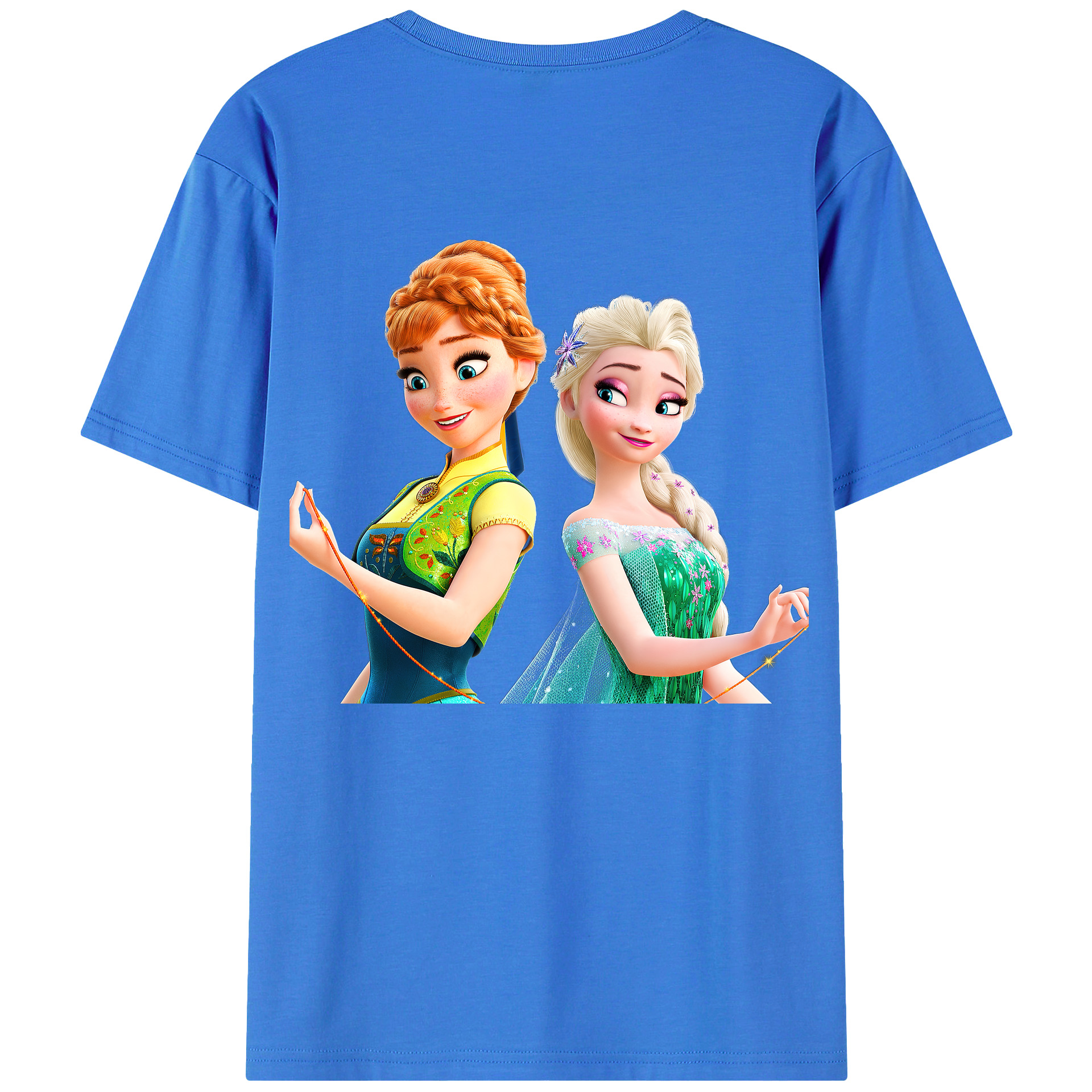 （画像用） アナと雪の女王 アンナ エルサ Frozen Anna Elsa 綿100％半袖Tシャツ（背面プリント）