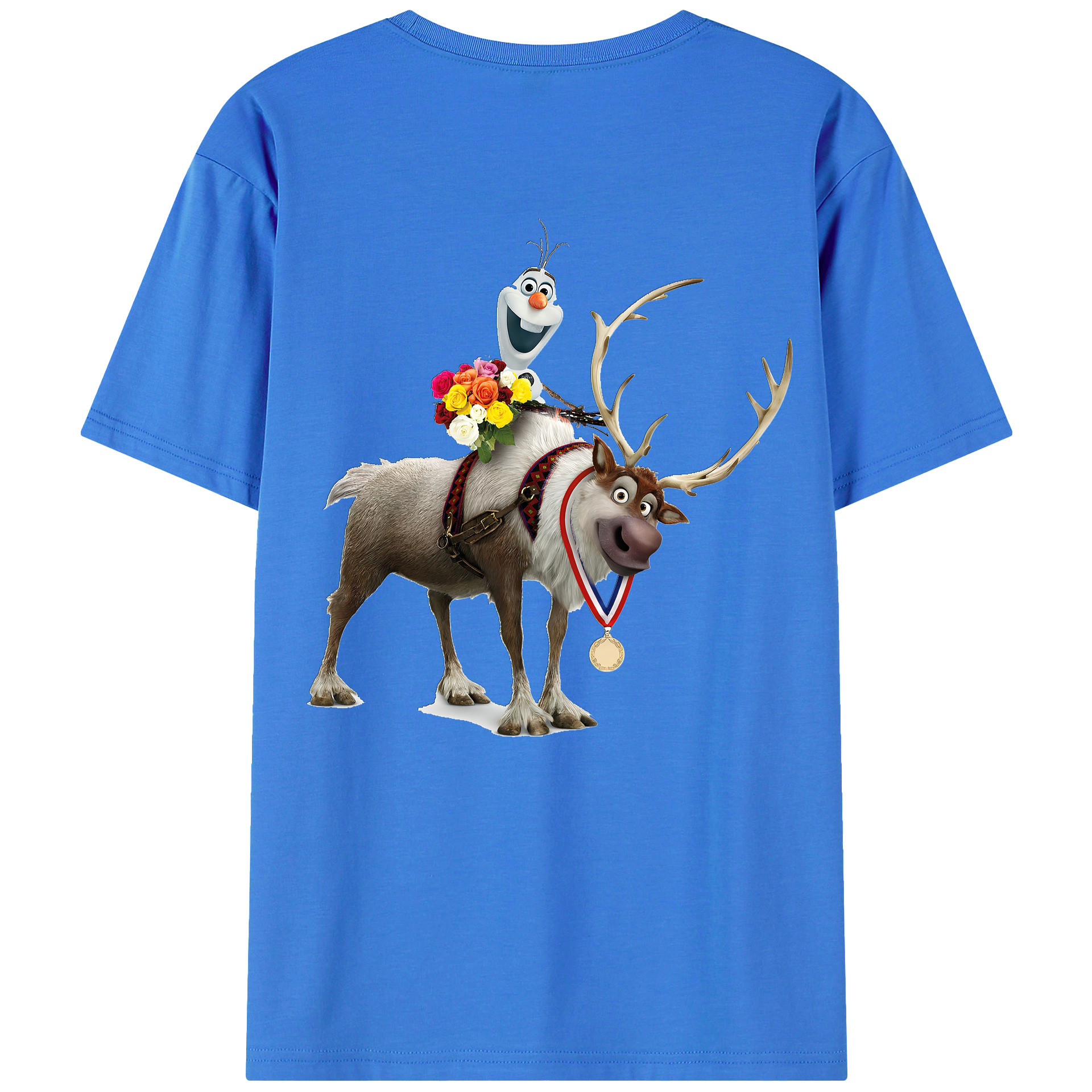 （画像用） アナと雪の女王 アンナ エルサ Frozen Anna Elsa 綿100％半袖Tシャツ（背面プリント）