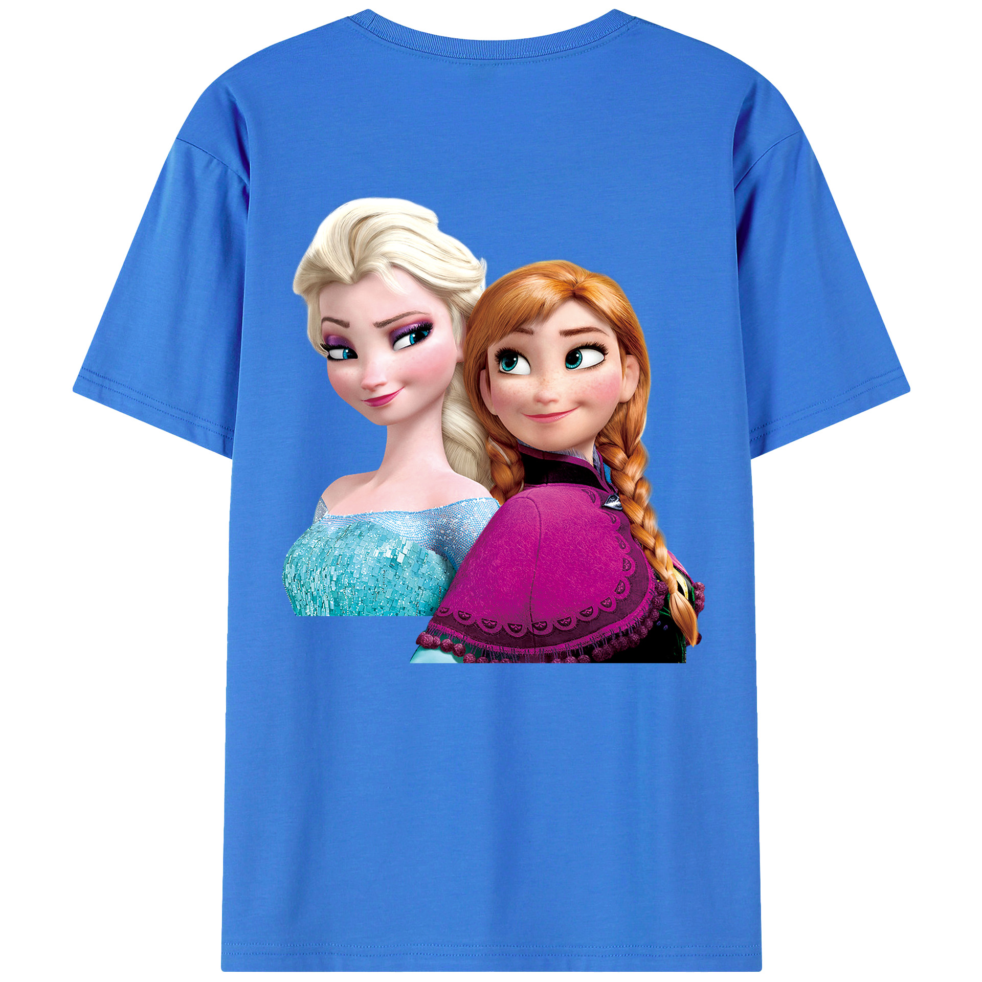 （画像用） アナと雪の女王 アンナ エルサ Frozen Anna Elsa 綿100％半袖Tシャツ（背面プリント）