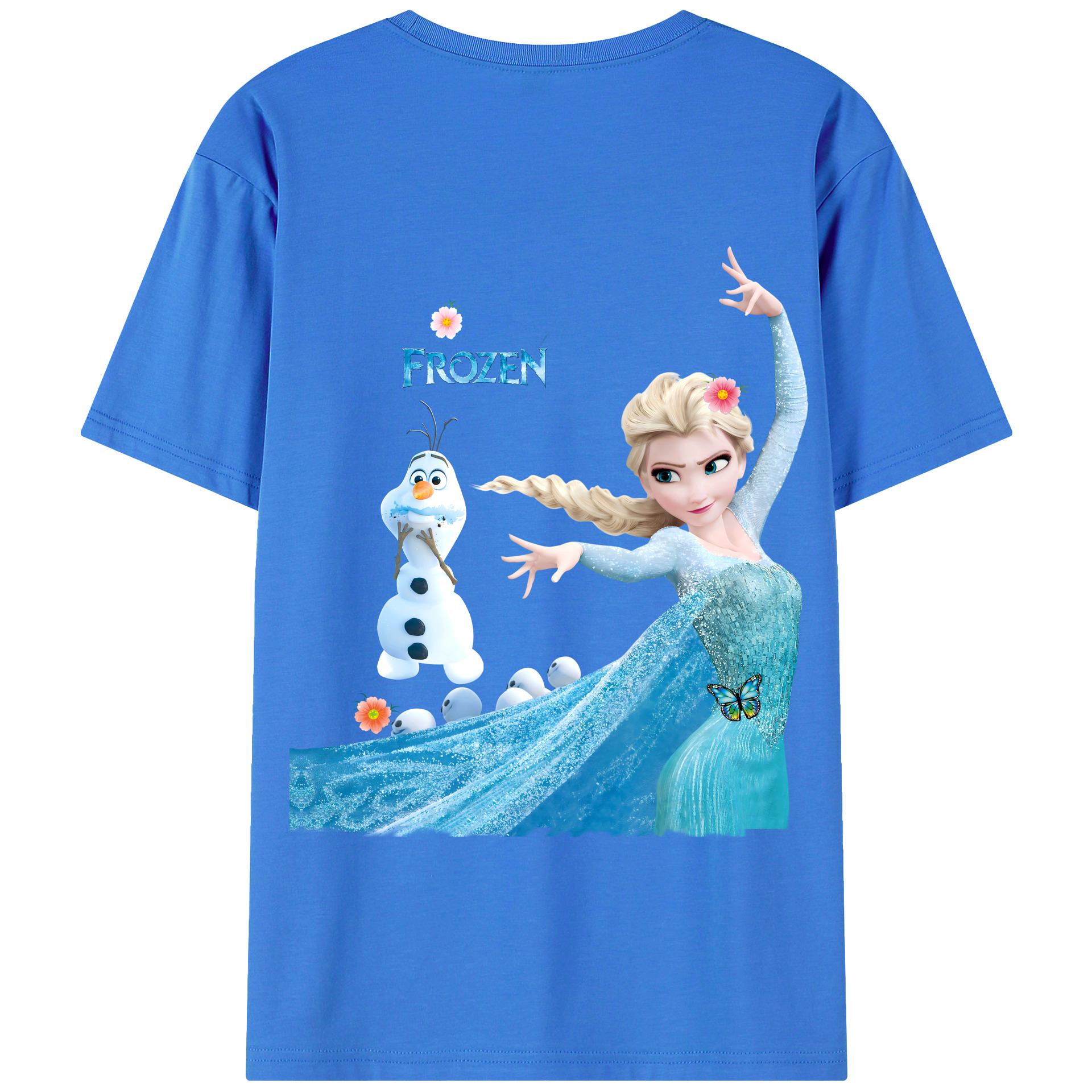 （画像用） アナと雪の女王 アンナ エルサ Frozen Anna Elsa 綿100％半袖Tシャツ（背面プリント）