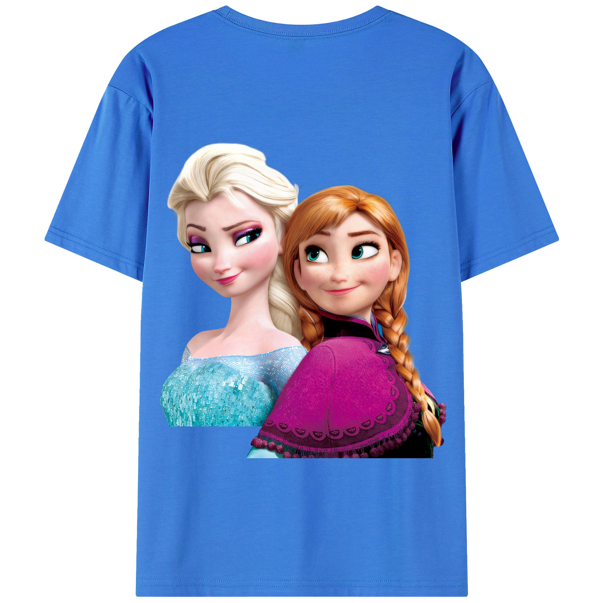 （画像用） アナと雪の女王 アンナ エルサ Frozen Anna Elsa 綿100％半袖Tシャツ（背面プリント）