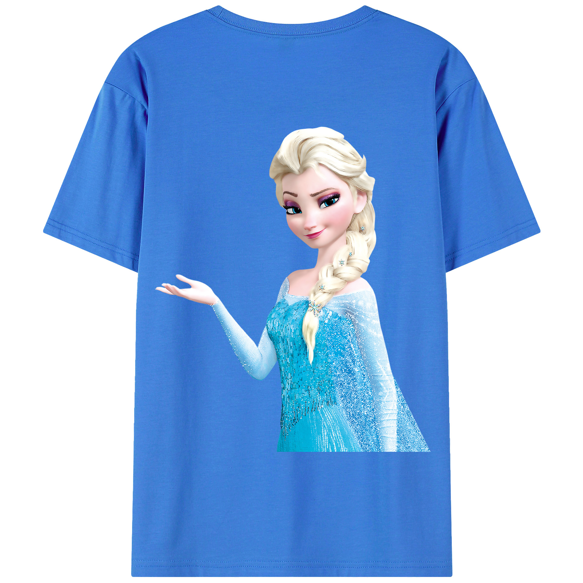 （画像用） アナと雪の女王 アンナ エルサ Frozen Anna Elsa 綿100％半袖Tシャツ（背面プリント）
