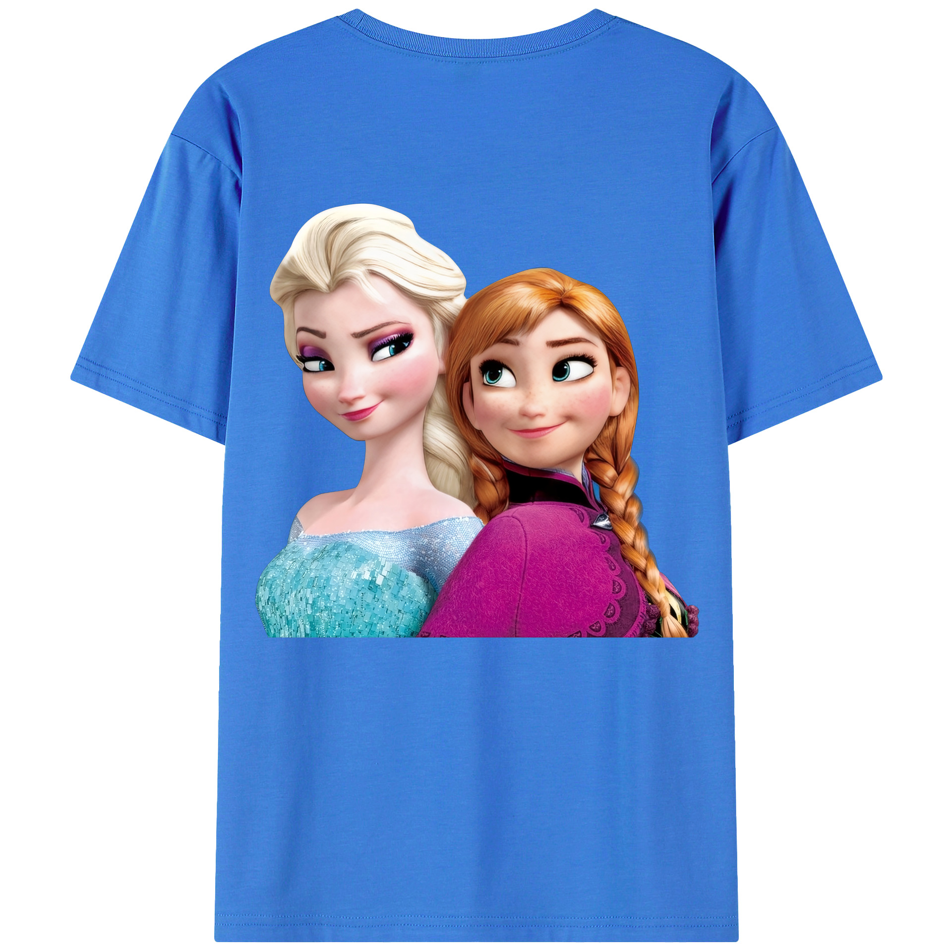 （画像用） アナと雪の女王 アンナ エルサ Frozen Anna Elsa 綿100％半袖Tシャツ（背面プリント）