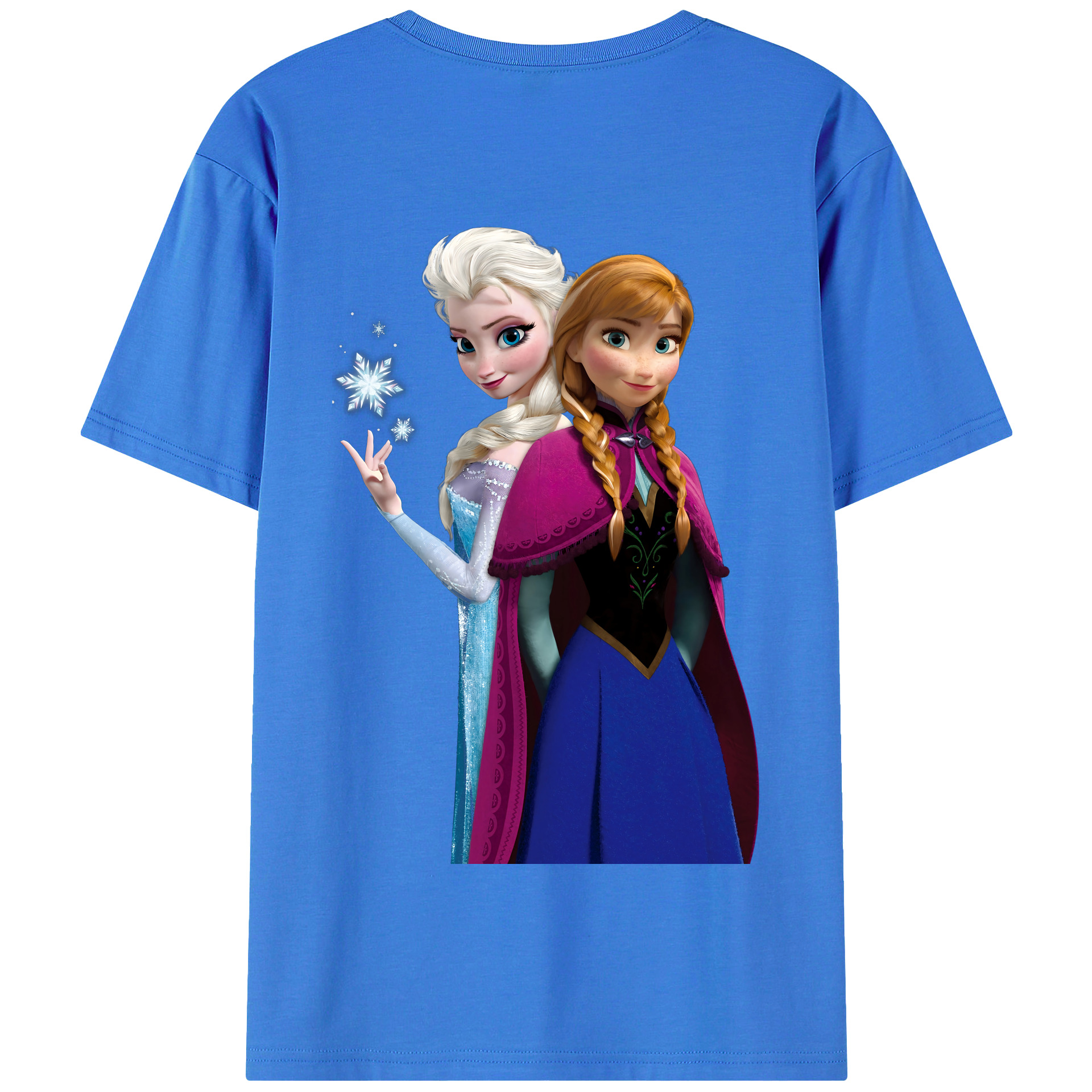 （画像用） アナと雪の女王 アンナ エルサ Frozen Anna Elsa 綿100％半袖Tシャツ（背面プリント）
