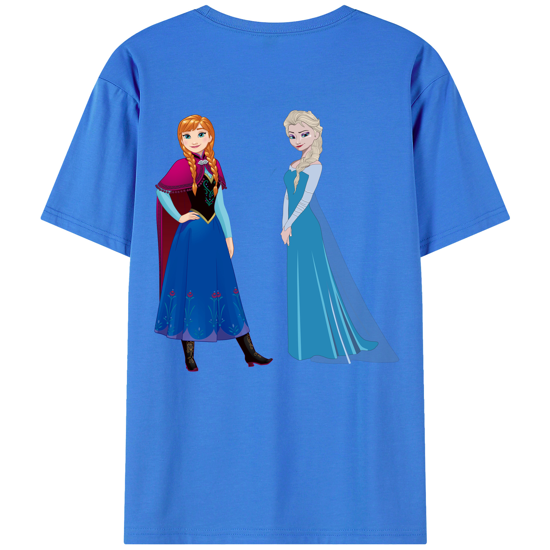 （画像用） アナと雪の女王 アンナ エルサ Frozen Anna Elsa 綿100％半袖Tシャツ（背面プリント）