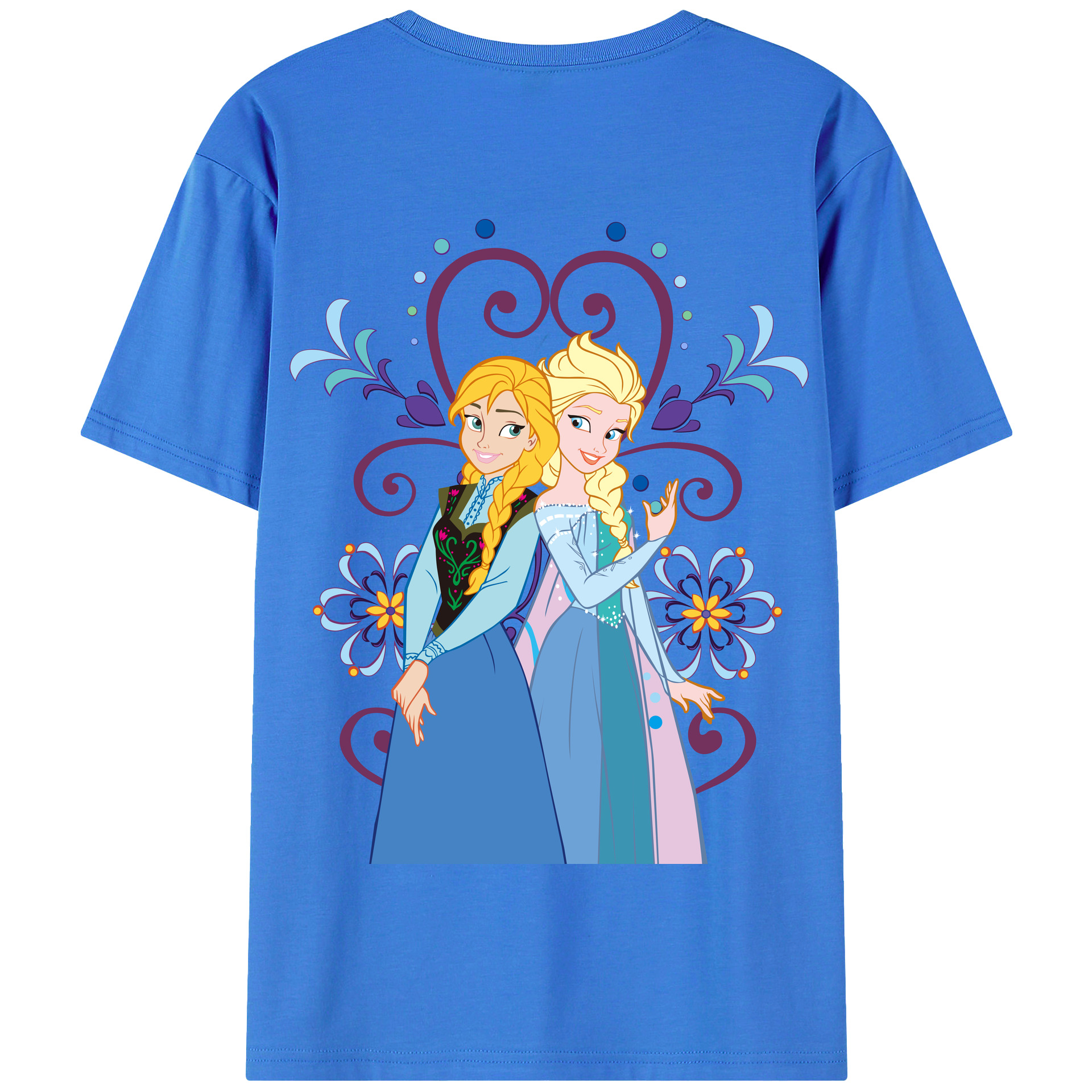 （画像用） アナと雪の女王 アンナ エルサ Frozen Anna Elsa 綿100％半袖Tシャツ（背面プリント）