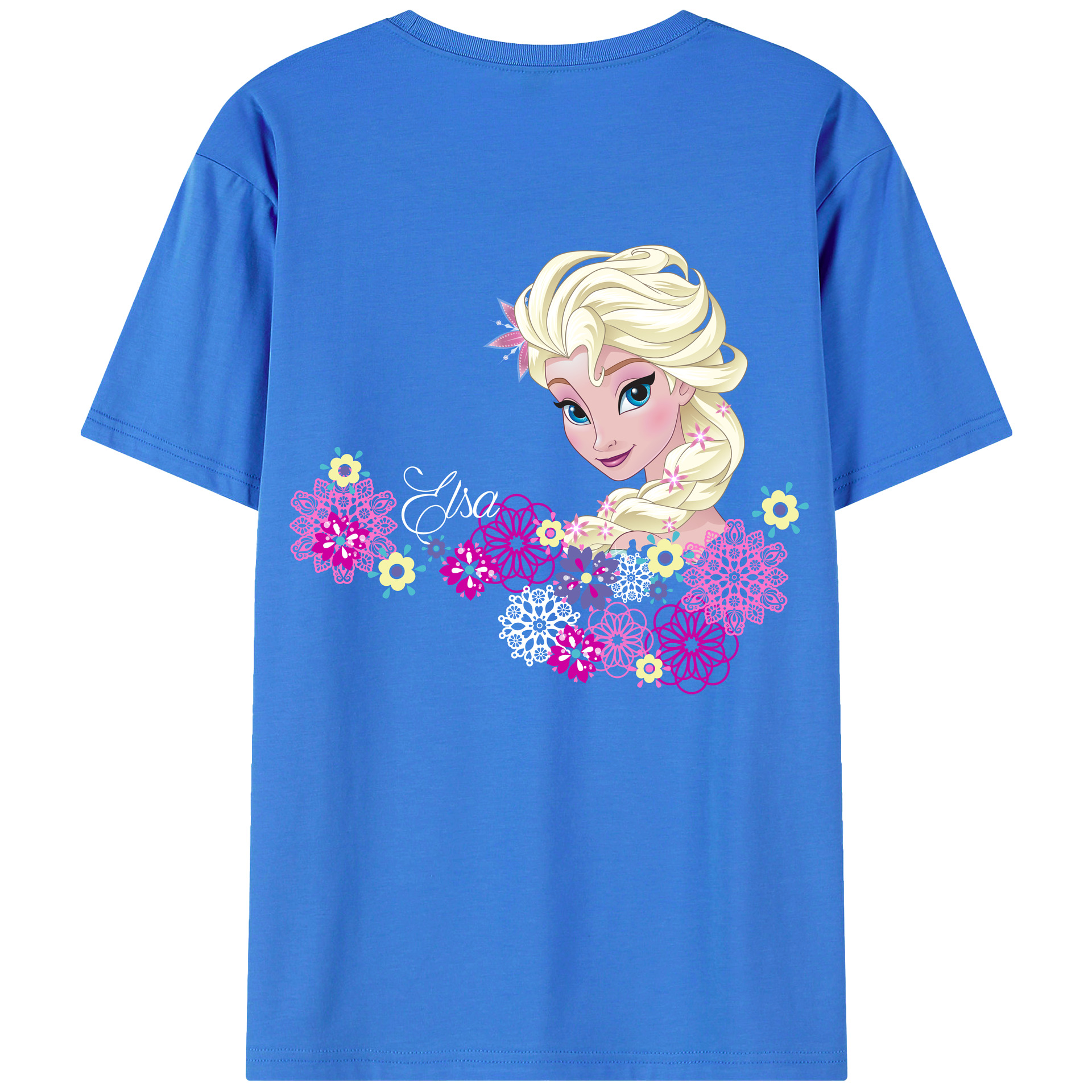 （画像用） アナと雪の女王 アンナ エルサ Frozen Anna Elsa 綿100％半袖Tシャツ（背面プリント）