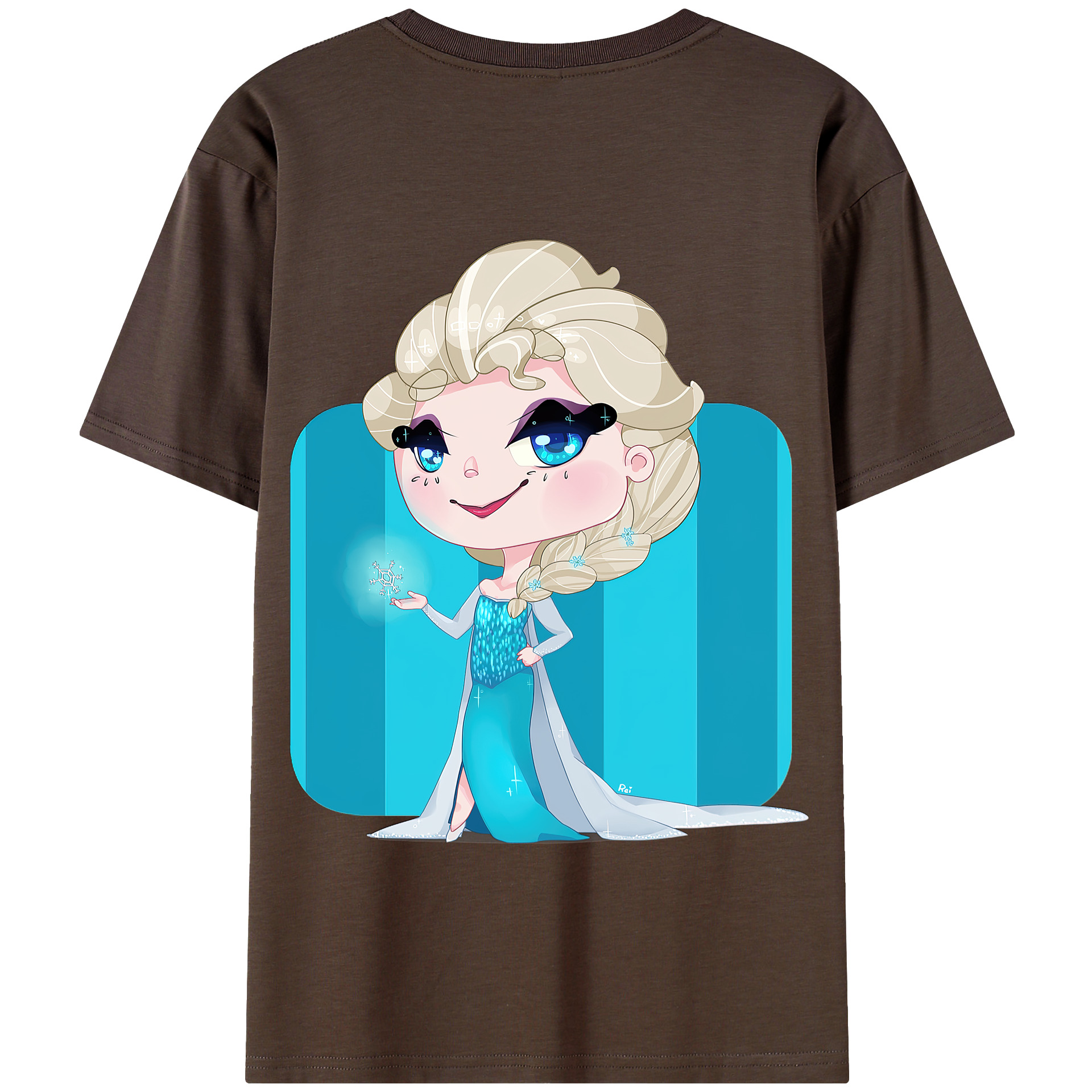（画像用） アナと雪の女王 アンナ エルサ Frozen Anna Elsa 綿100％半袖Tシャツ（背面プリント）
