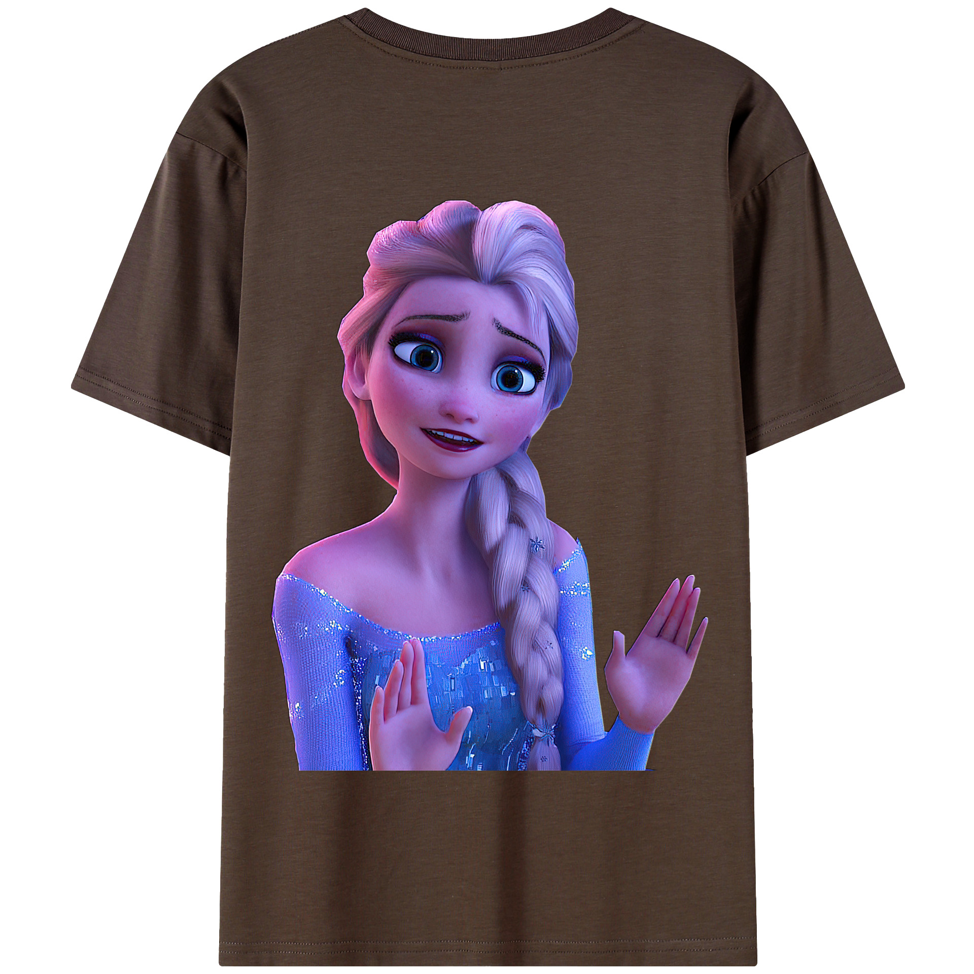 （画像用） アナと雪の女王 アンナ エルサ Frozen Anna Elsa 綿100％半袖Tシャツ（背面プリント）