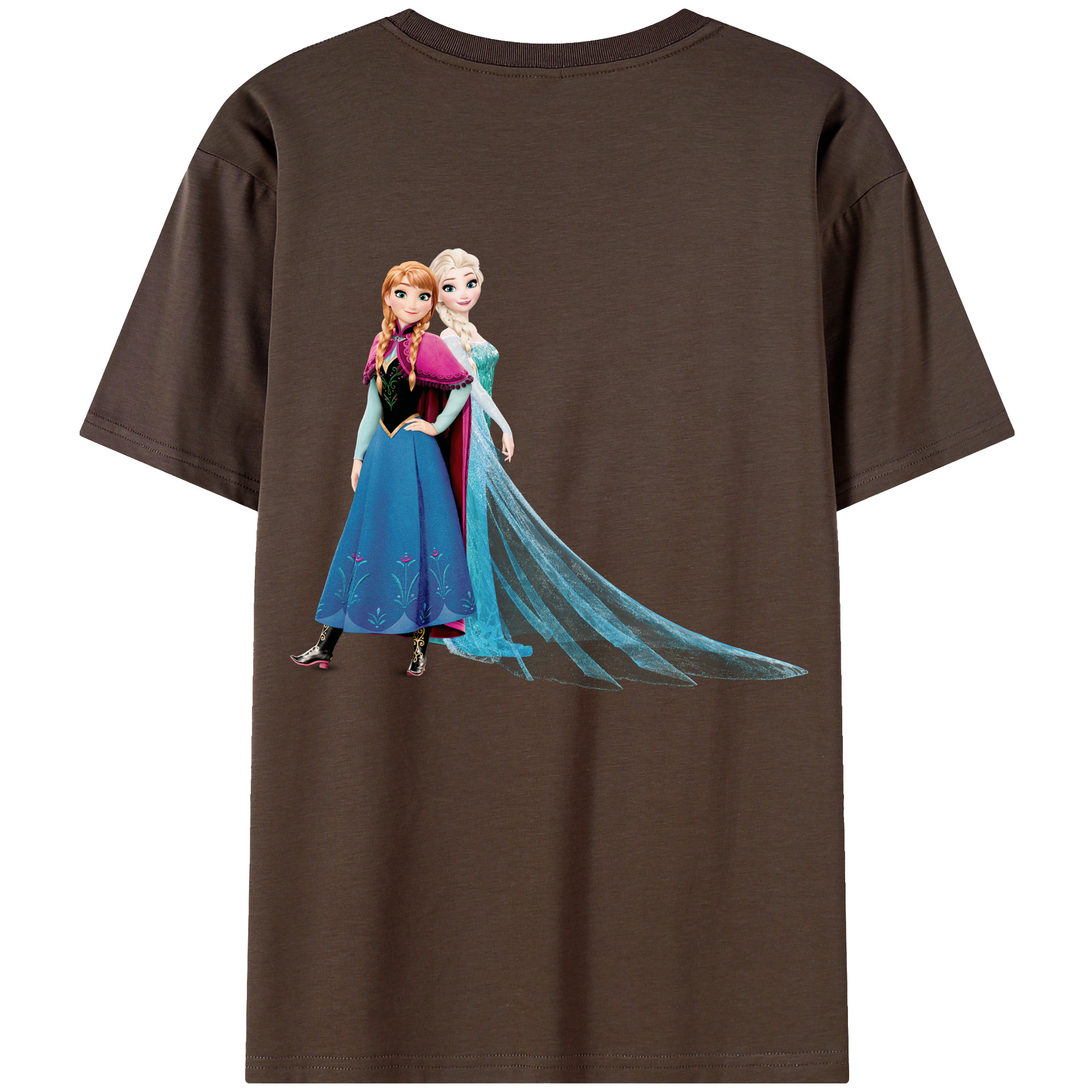 （画像用） アナと雪の女王 アンナ エルサ Frozen Anna Elsa 綿100％半袖Tシャツ（背面プリント）